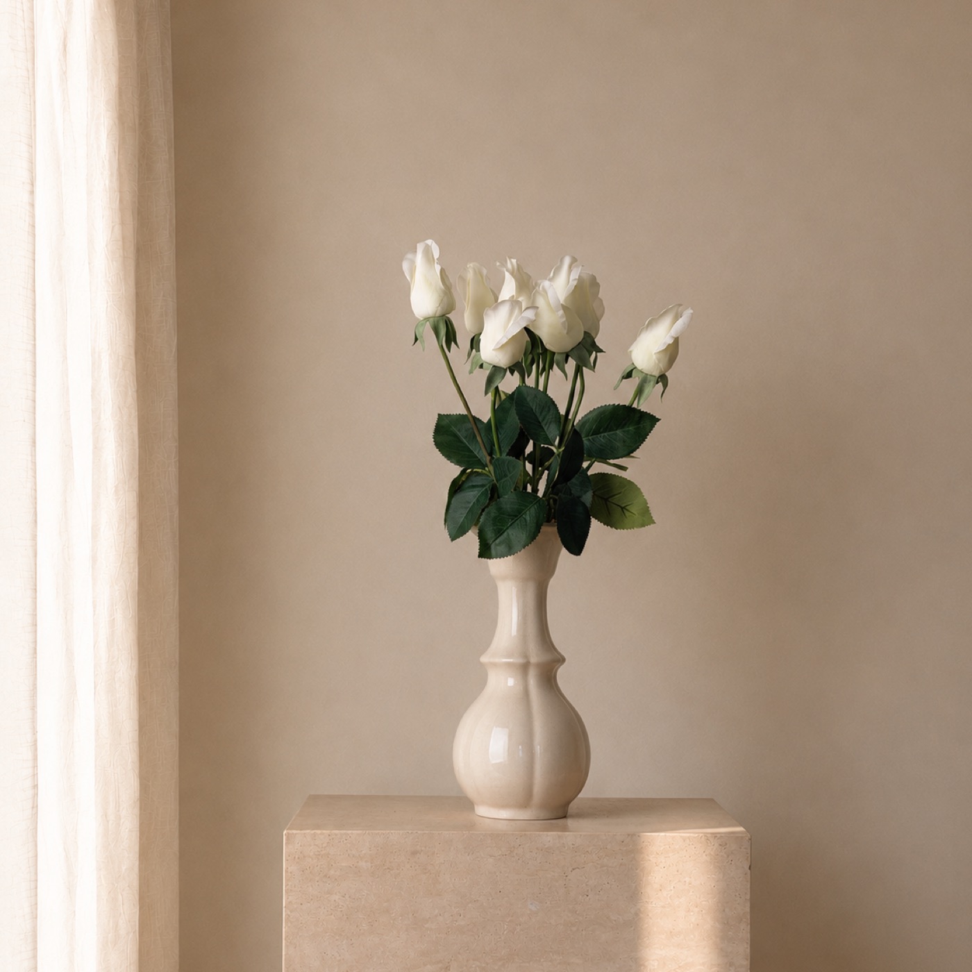 White Rose Salon Vase