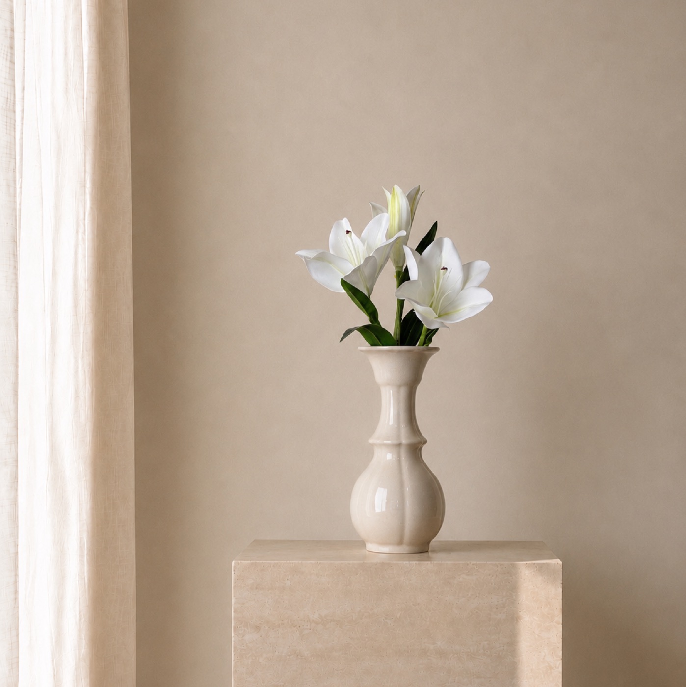 White Lily Porcelain Vase
