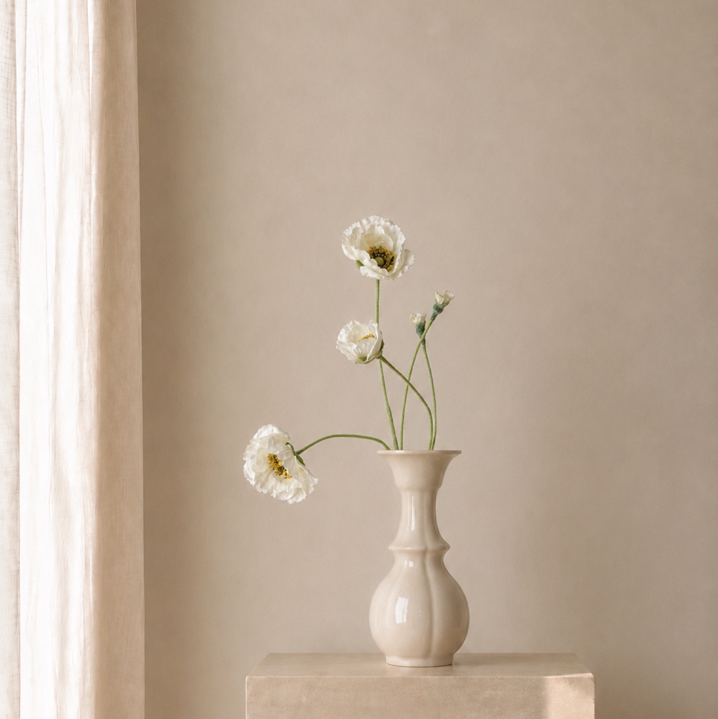 Alabaster Ranunculus Bud Vase