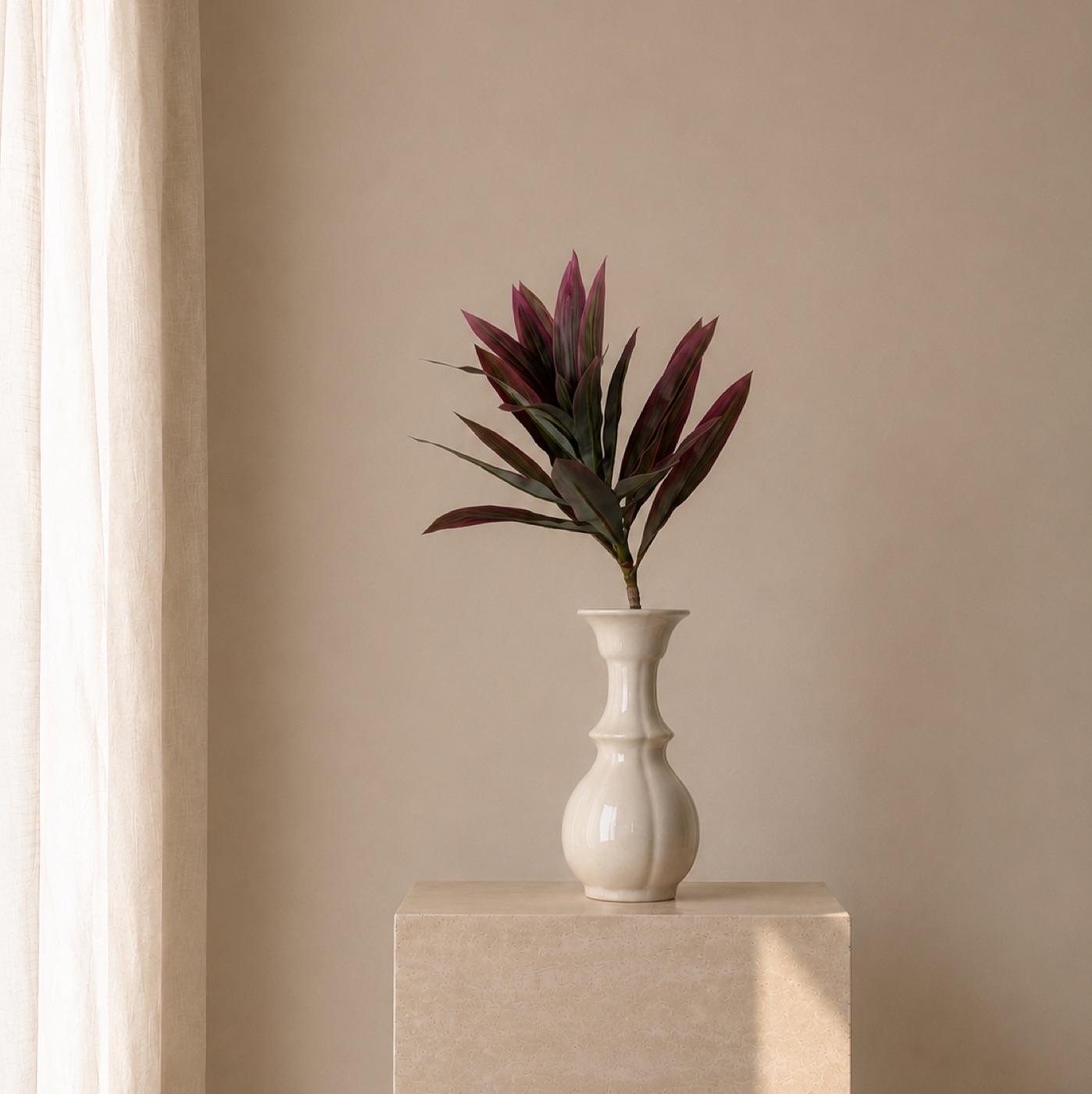 Plum Cordyline Leaf Vase