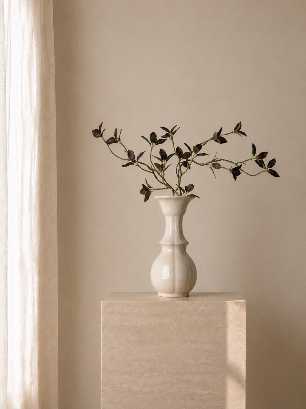 Smoked Olive Branch Vase