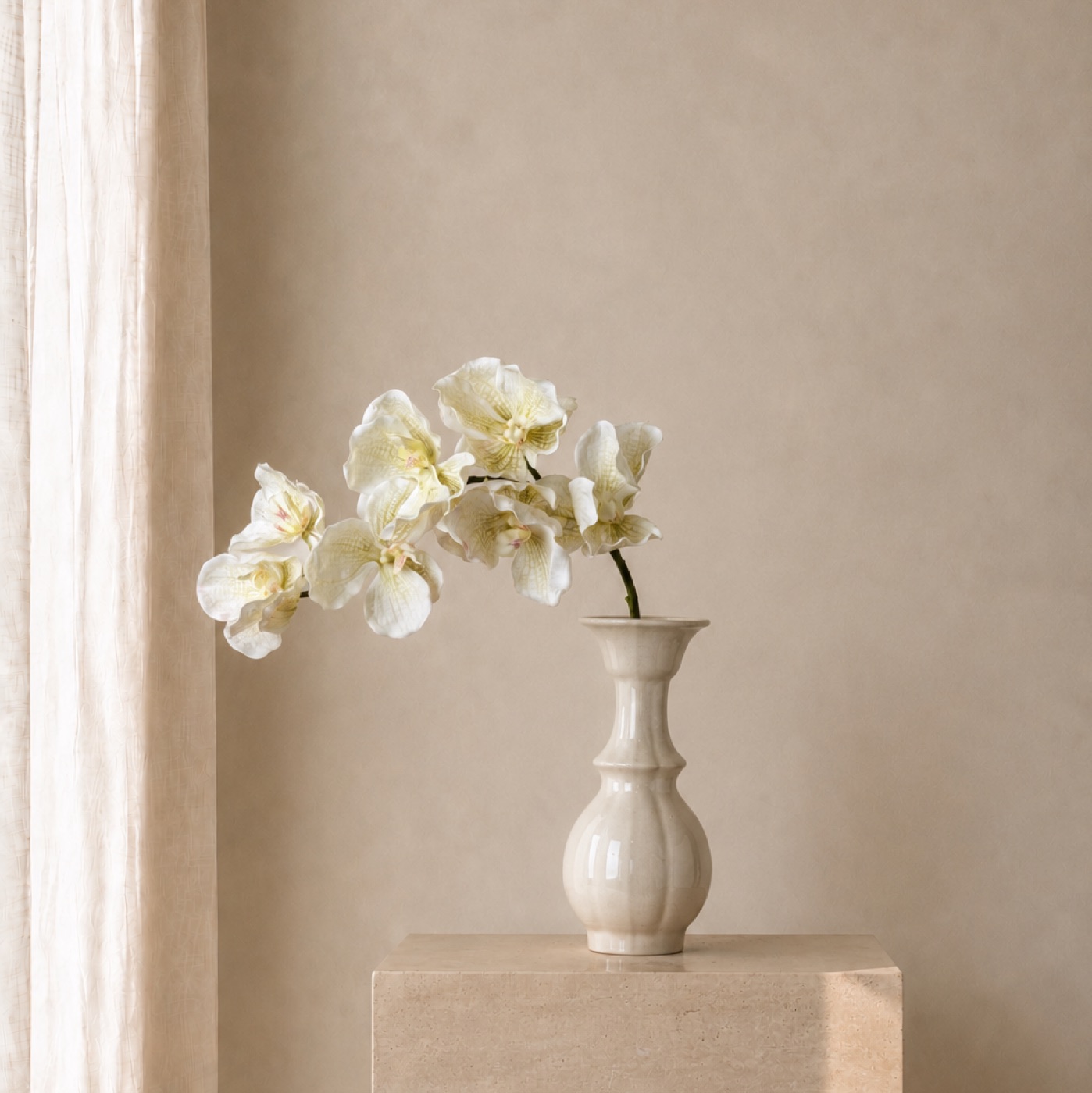 Ivory Orchid Porcelain Vase