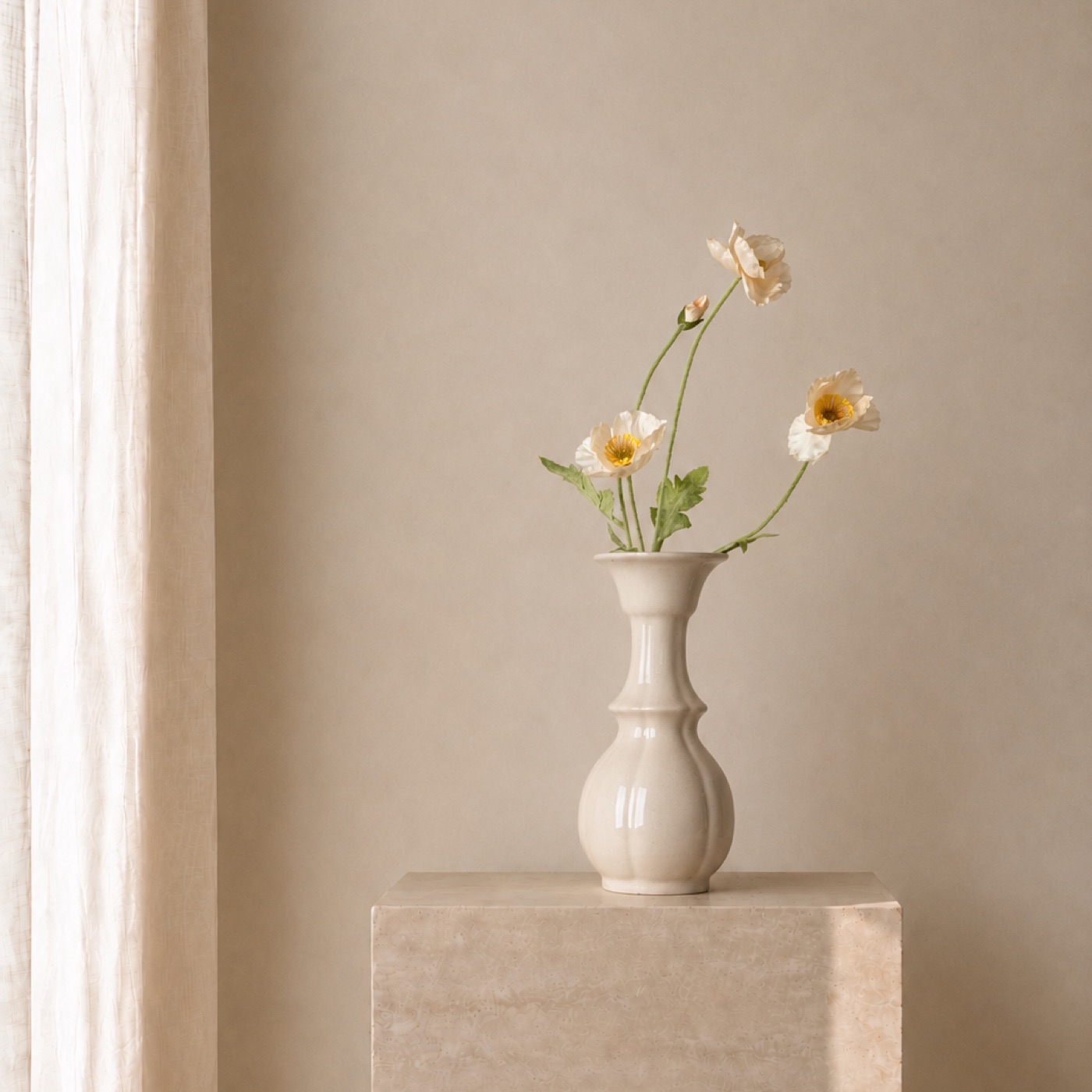 Cream Anemone Petite Vase