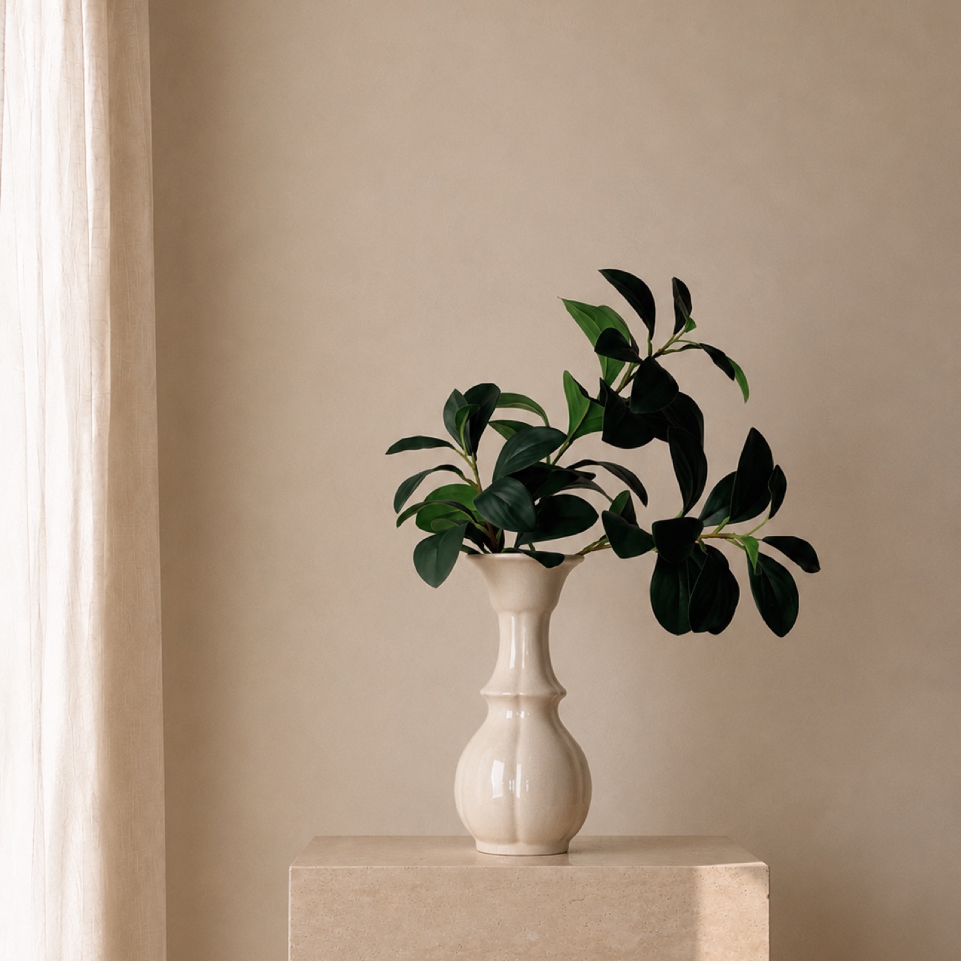Magnolia Leaf Porcelain Vase