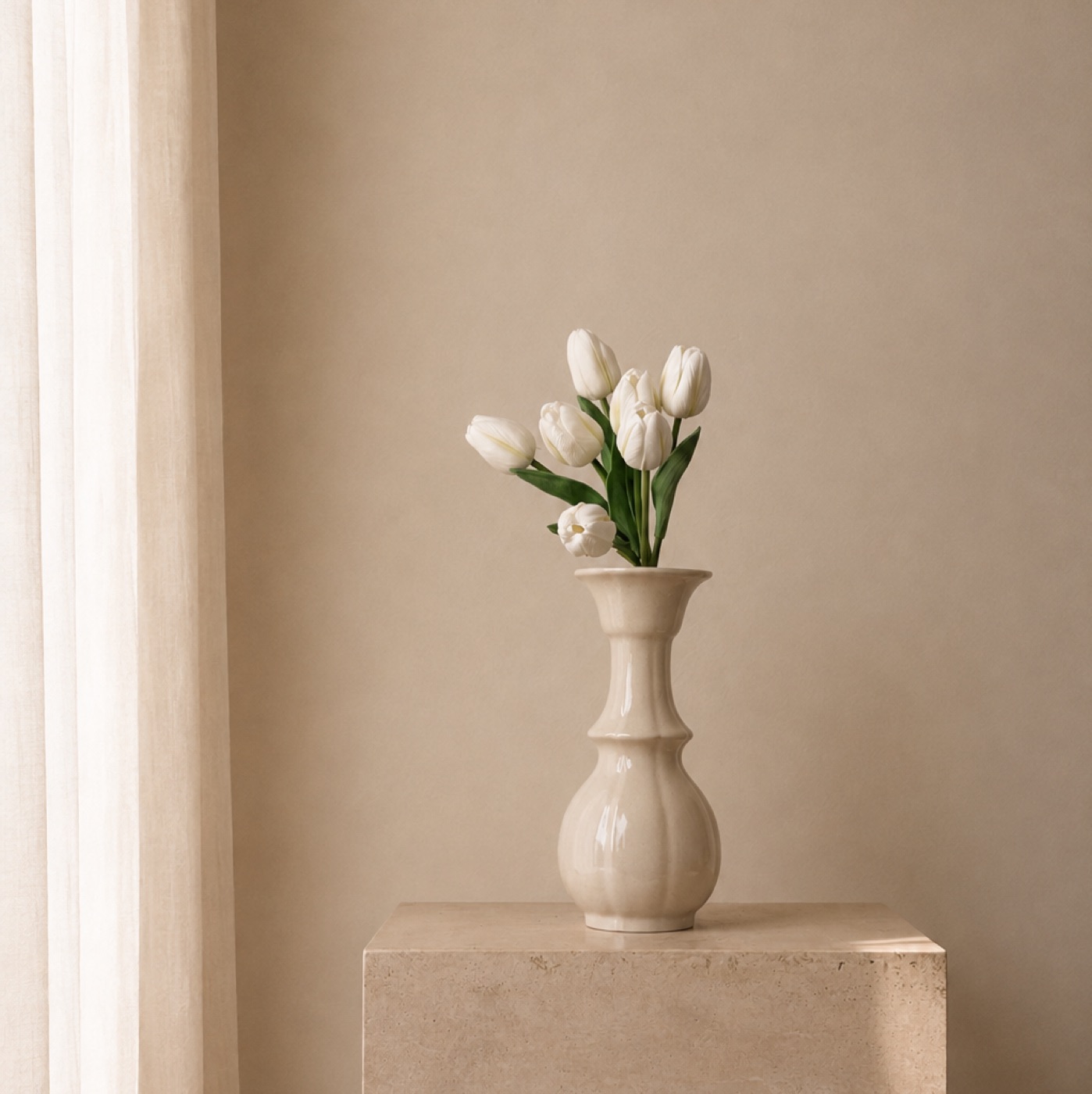 Real-Touch Bundled Tulip Stem (White)