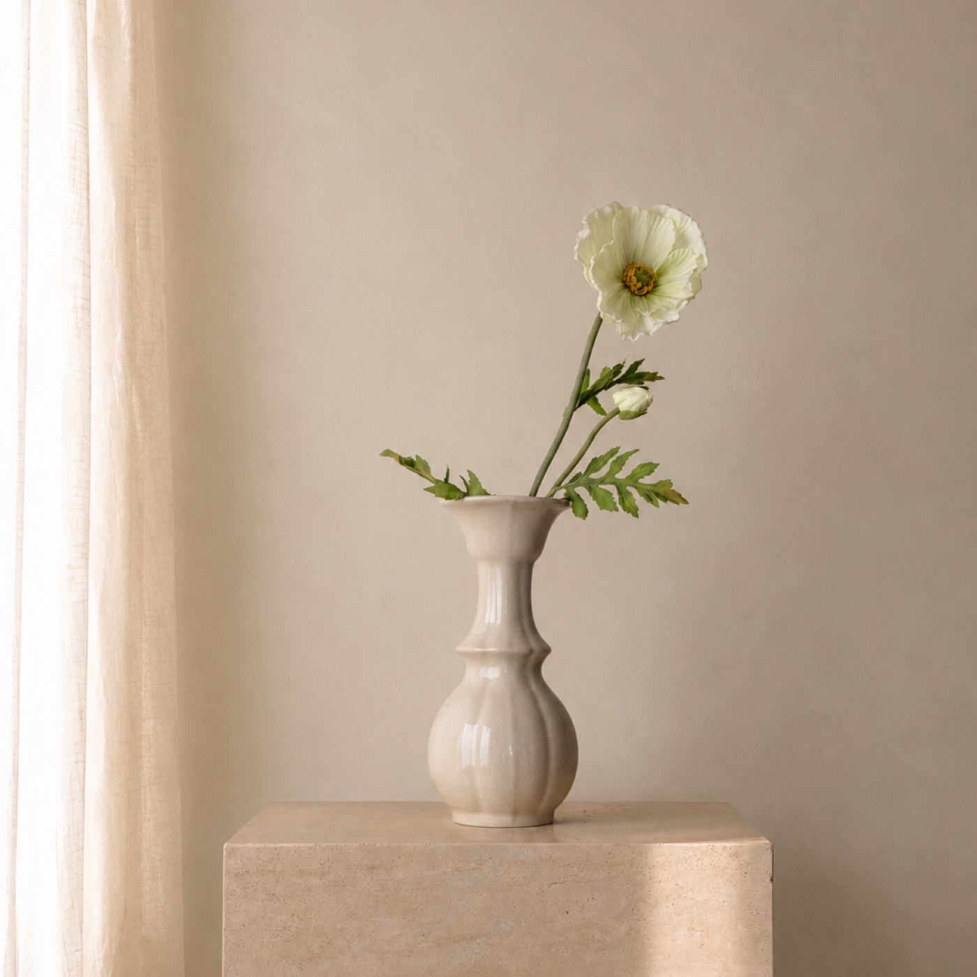 Alabaster Anemone Stem Vase