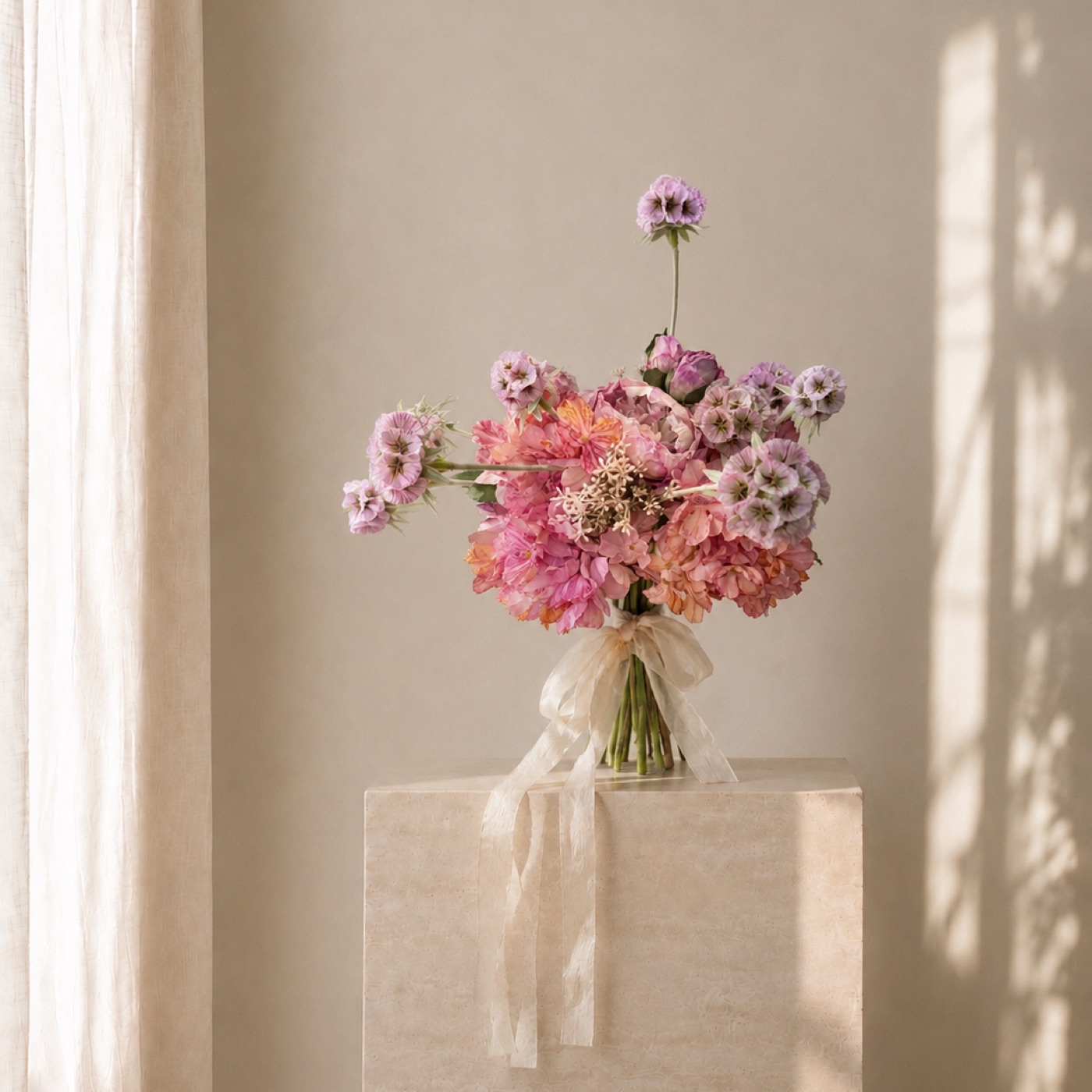 Blush Ribbon Garden Bouquet