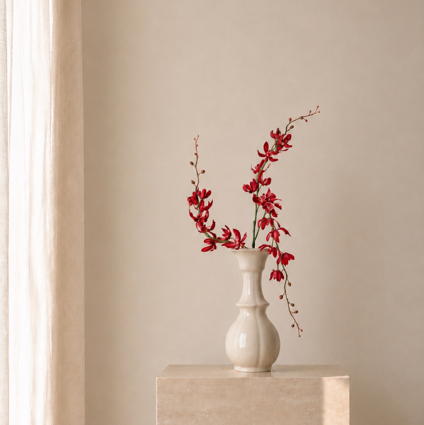 Crimson Berry Branch Vase