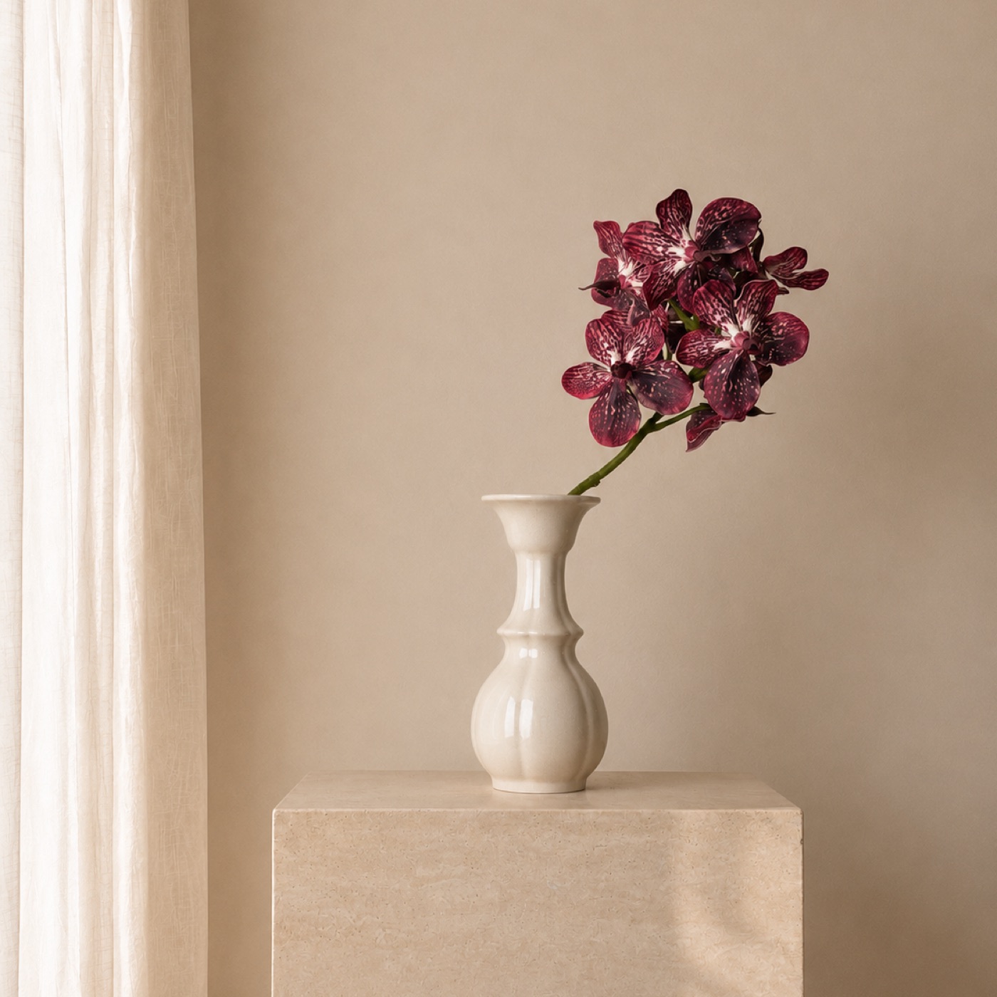 Aubergine Orchid Porcelain Vase