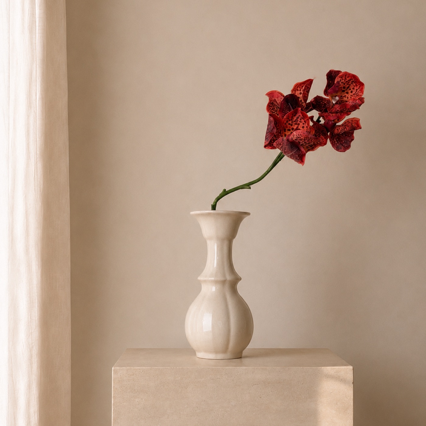 Vermilion Poppy Arc Vase