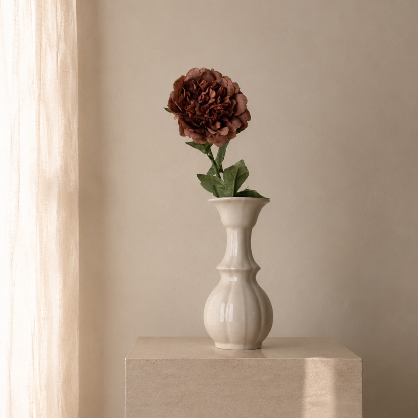 Mocha Peony Bud Vase