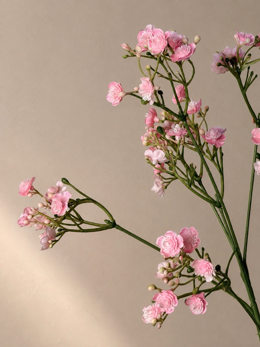 Faux Baby's Breath Spray, 5-Branch (Pink)