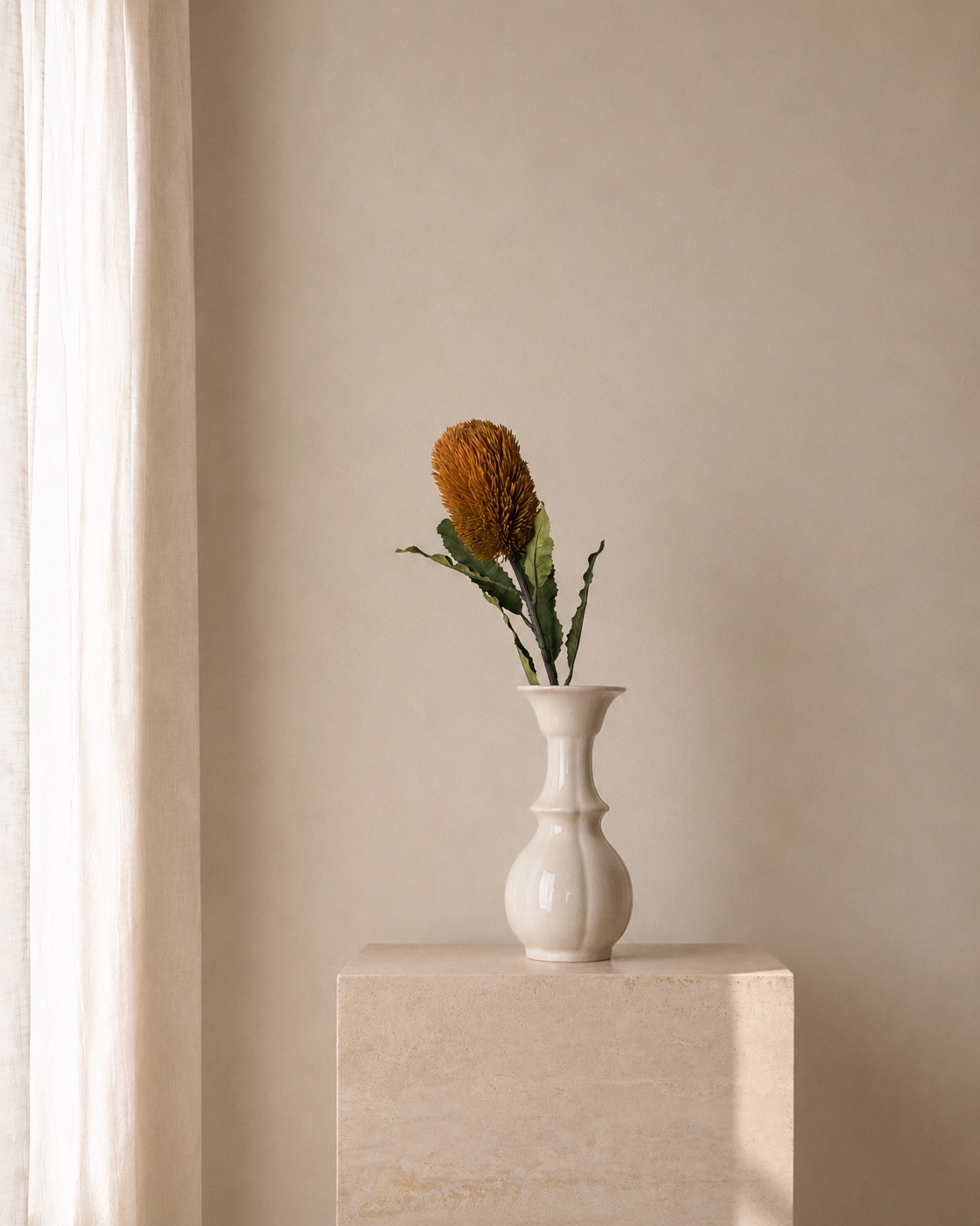 Faux Spring Banksia Branch, Large (Mustard)