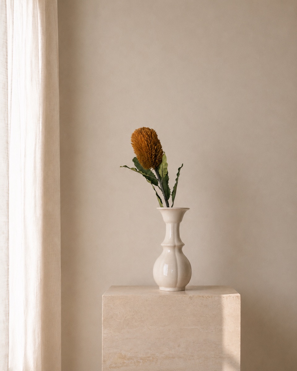 Faux Spring Banksia Branch, Large (Mustard)