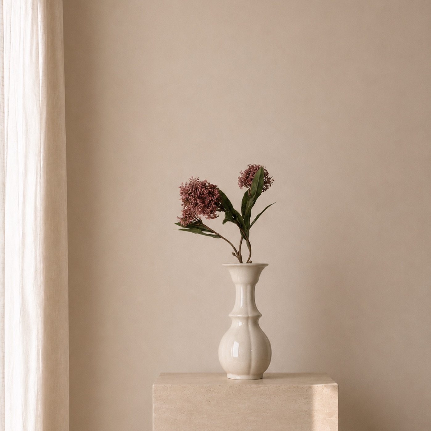 Mauve Hydrangea Branch Vase
