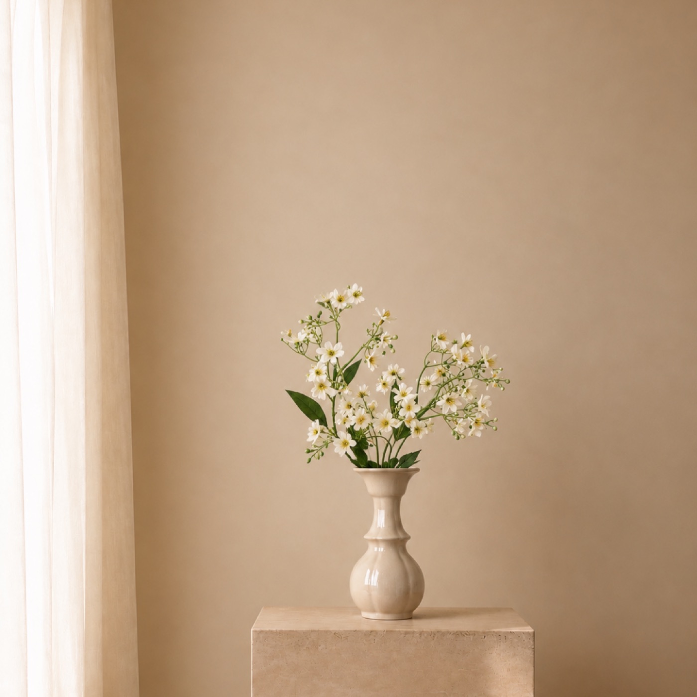 Faux Daphne Stem (White)