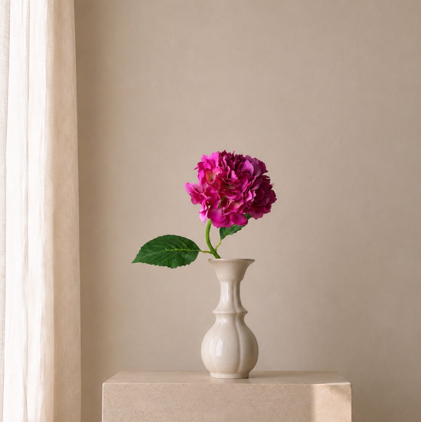 Fuchsia Peony Porcelain Vase