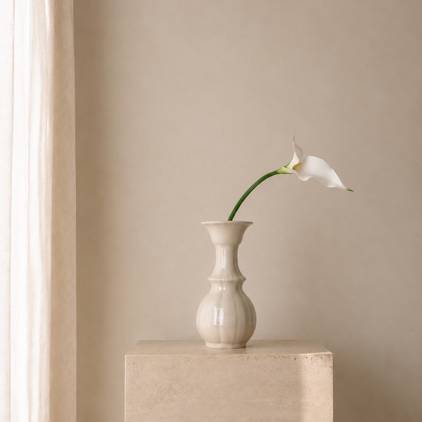 Ivory Calla Crescent Vase