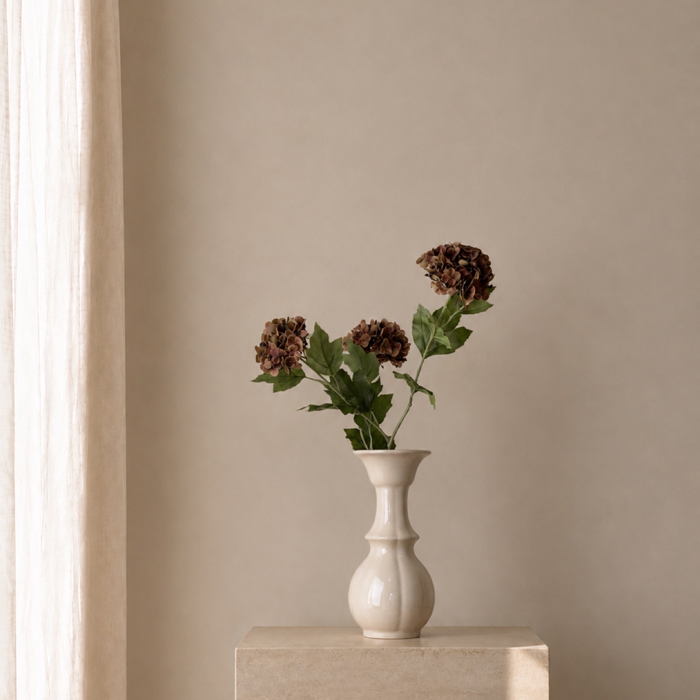 Mocha Scabiosa Branch Vase