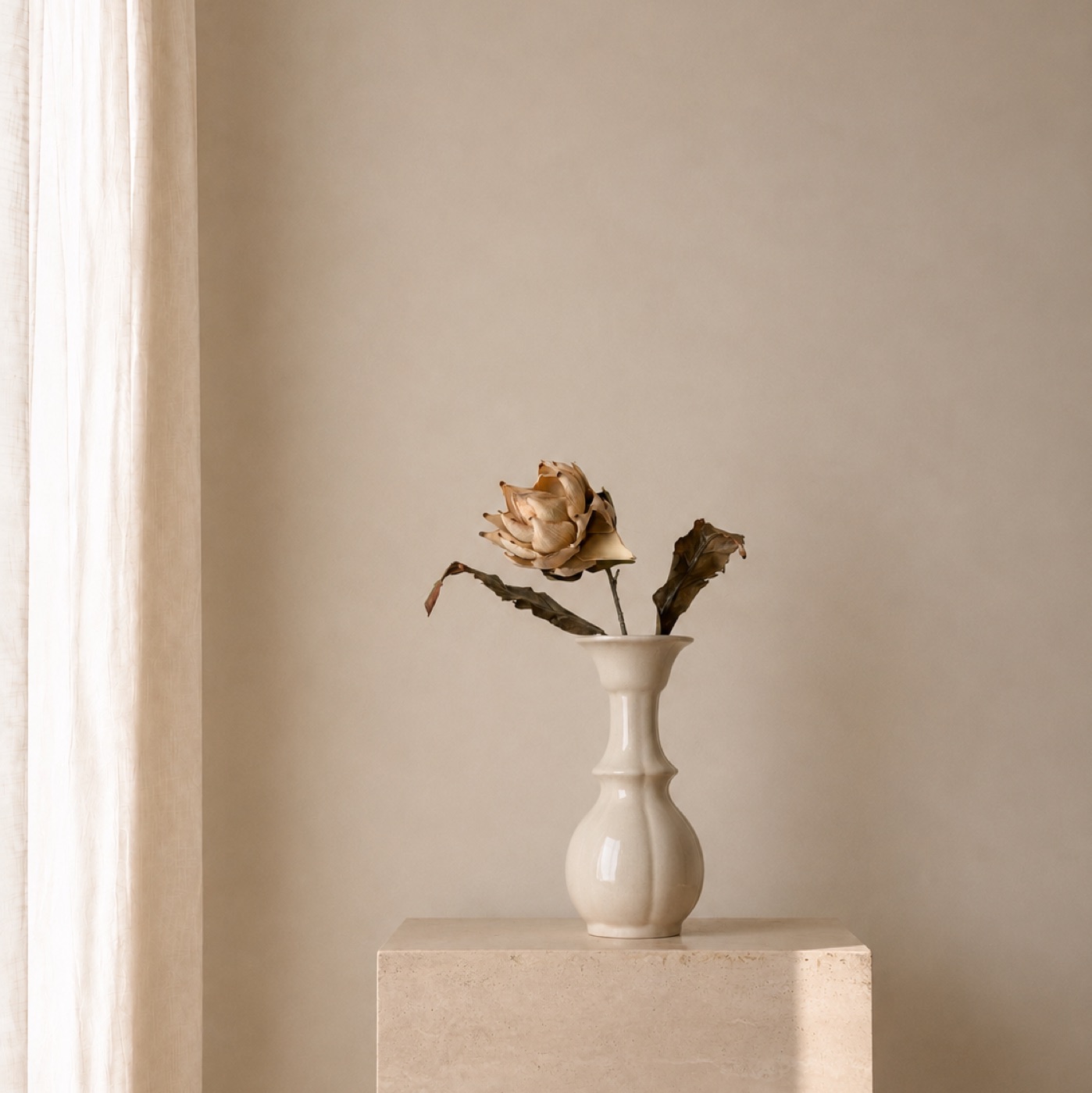 Gilded Dry Rose Stem Vase