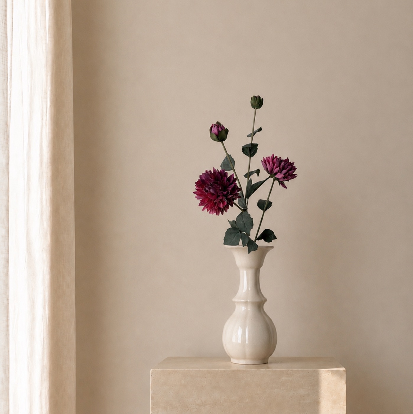 Burgundy Scabiosa Garden Vase
