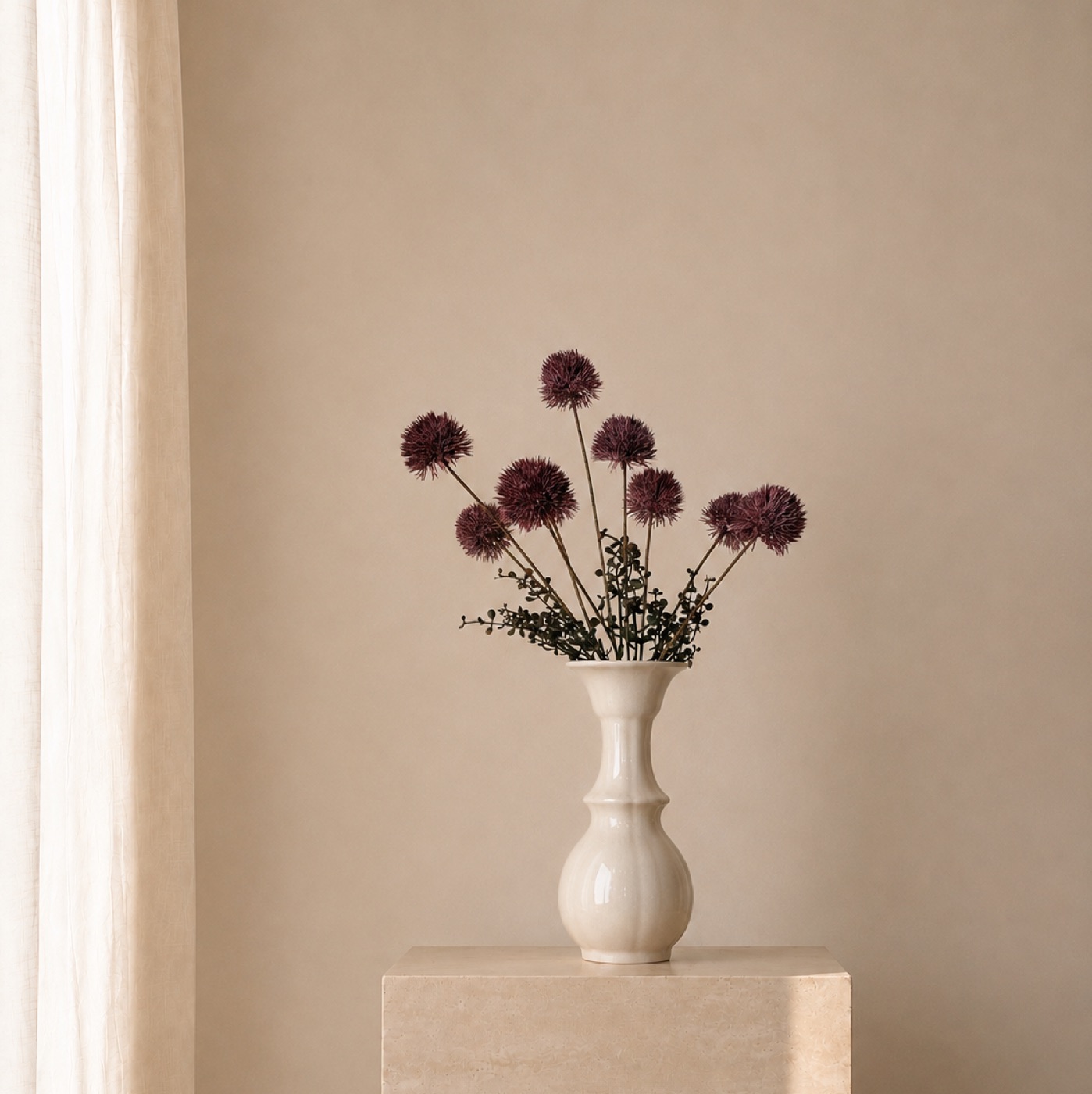 Aubergine Scabiosa Field Vase