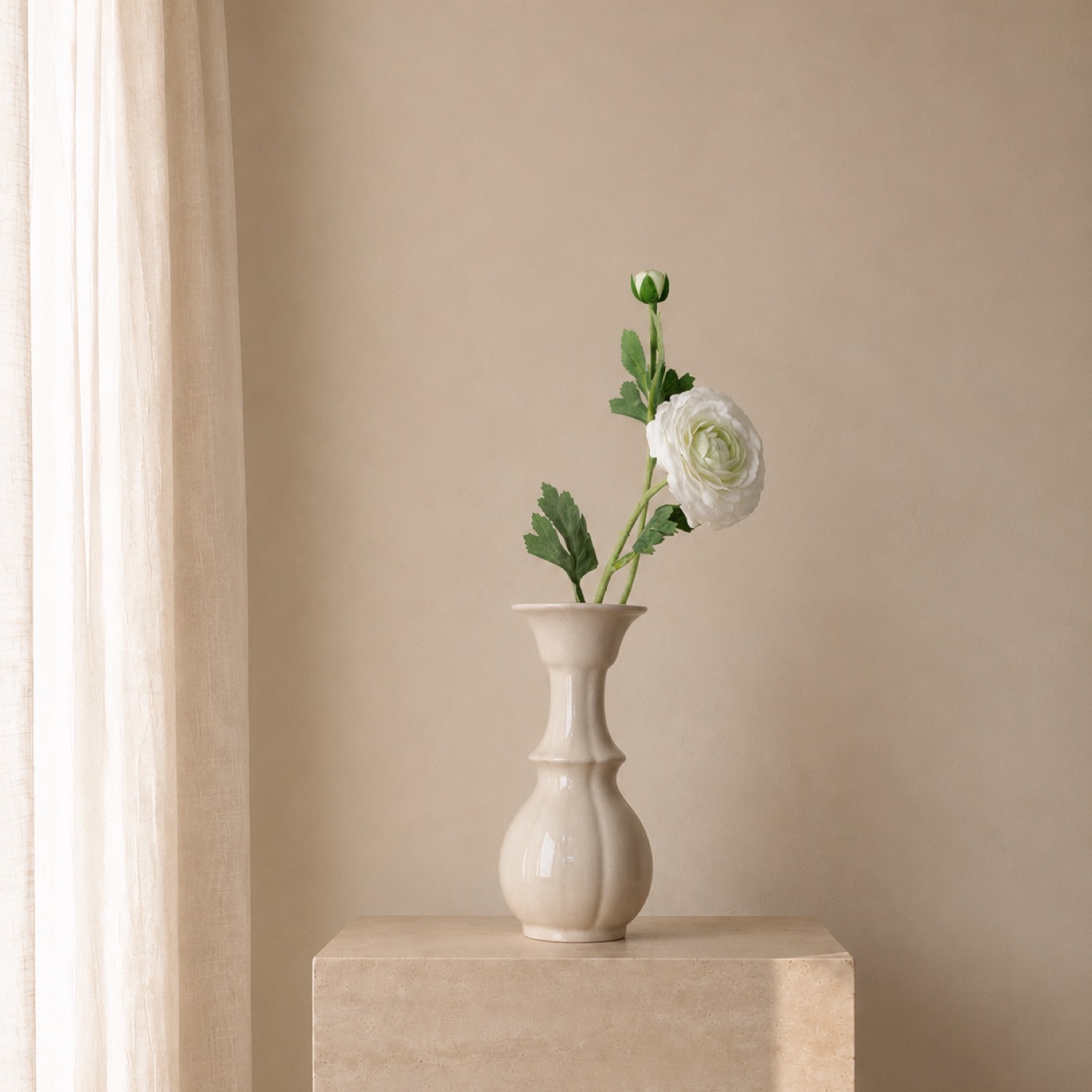 White Ranunculus Bud Vase