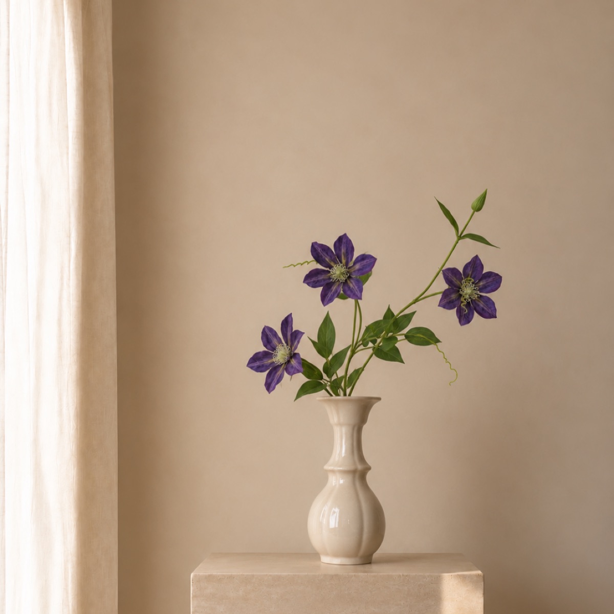 Faux Mini Clematis Stem (Deep Purple) — detail 2