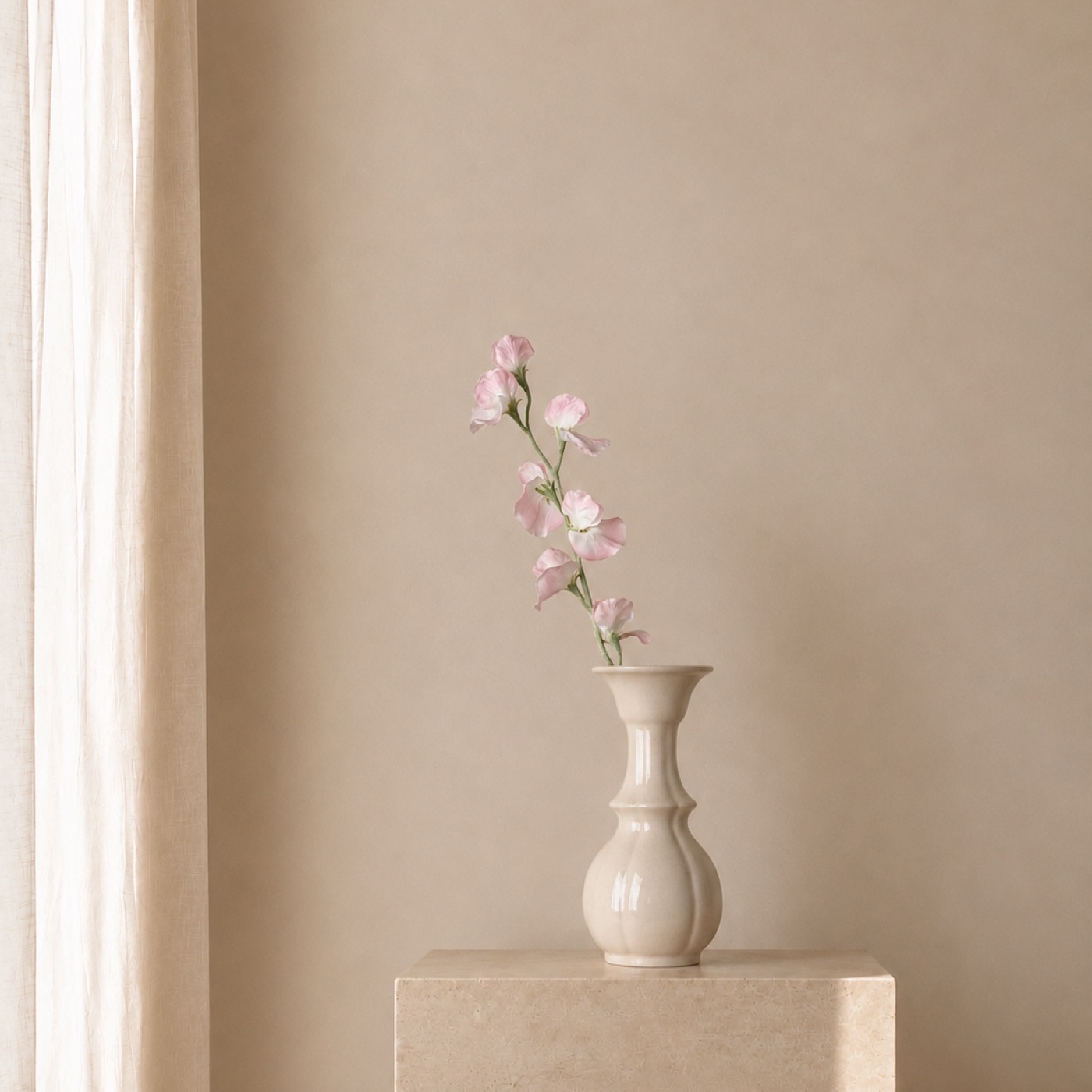 Pink Sweet Pea Stem Vase