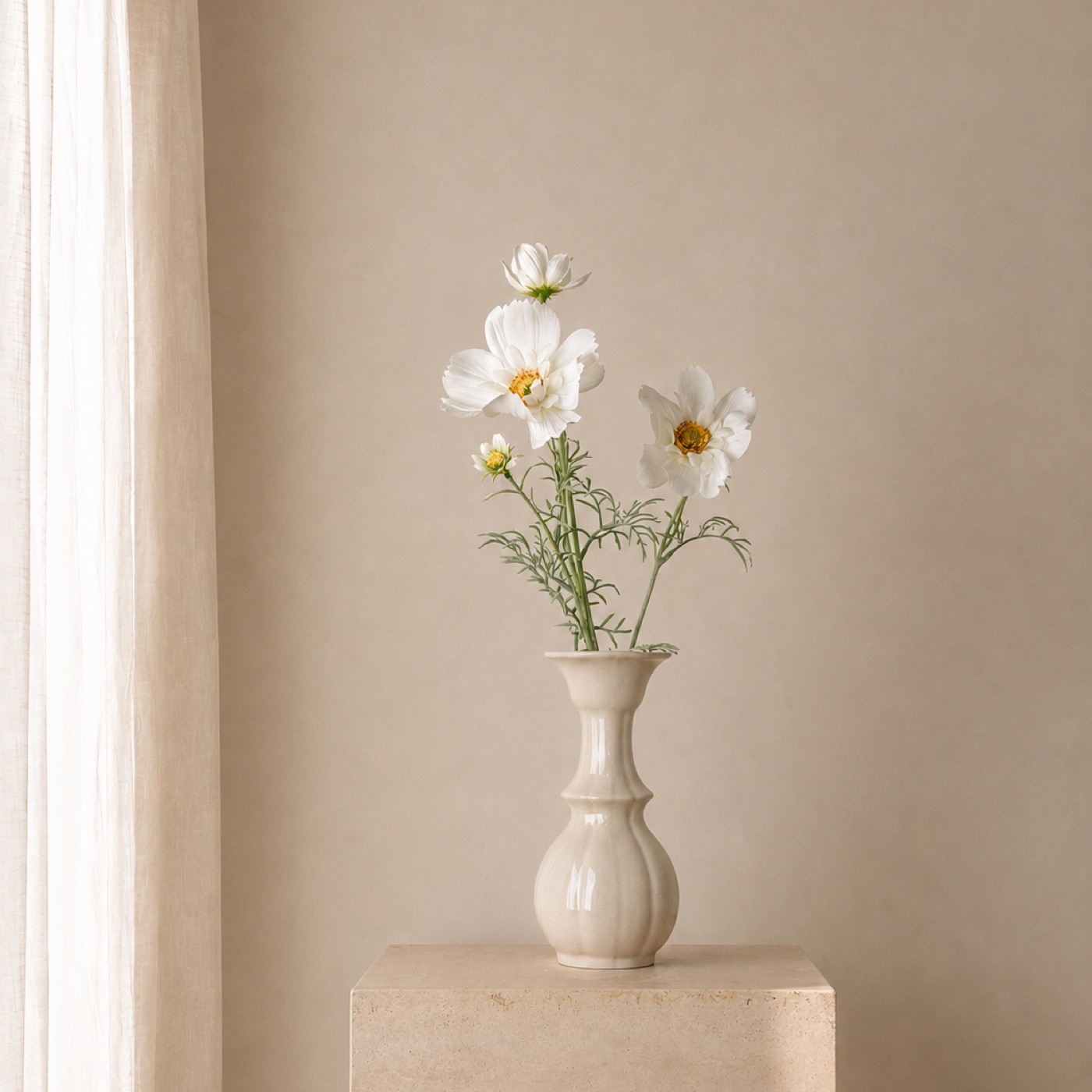 White Cosmos Garden Vase
