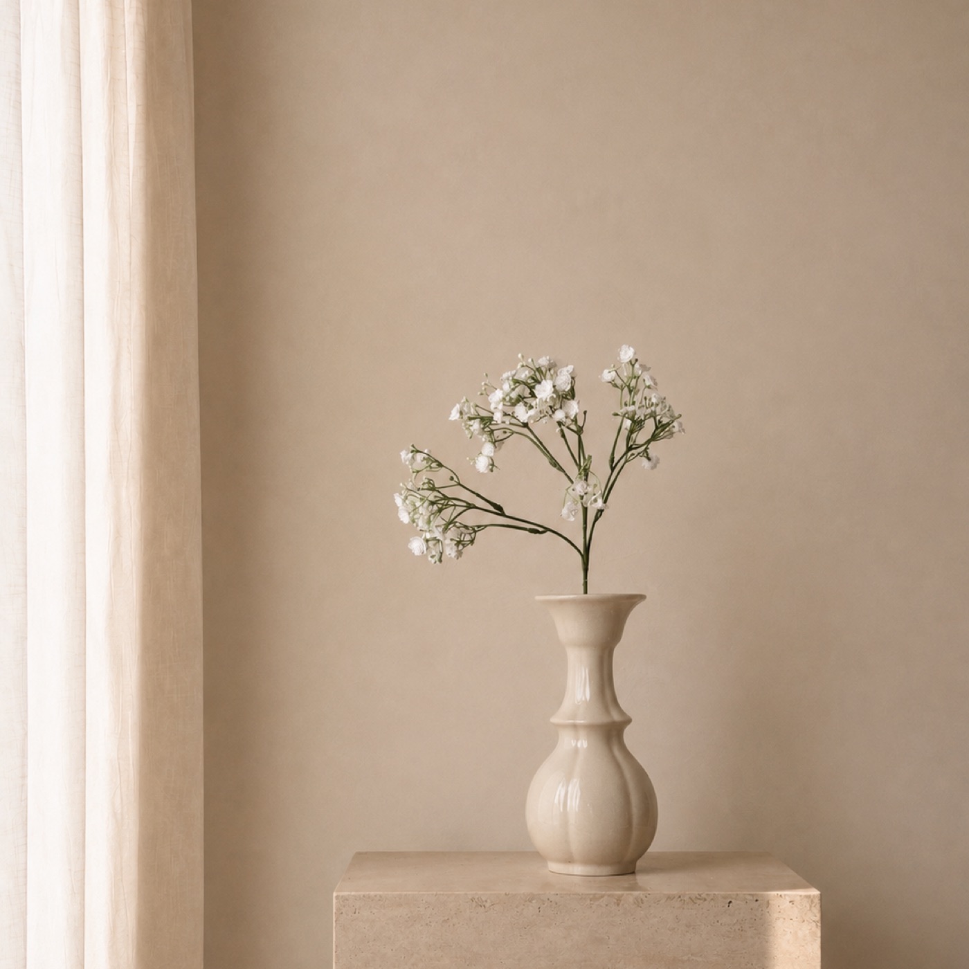 Faux Baby's Breath Spray, 5-Branch (White)