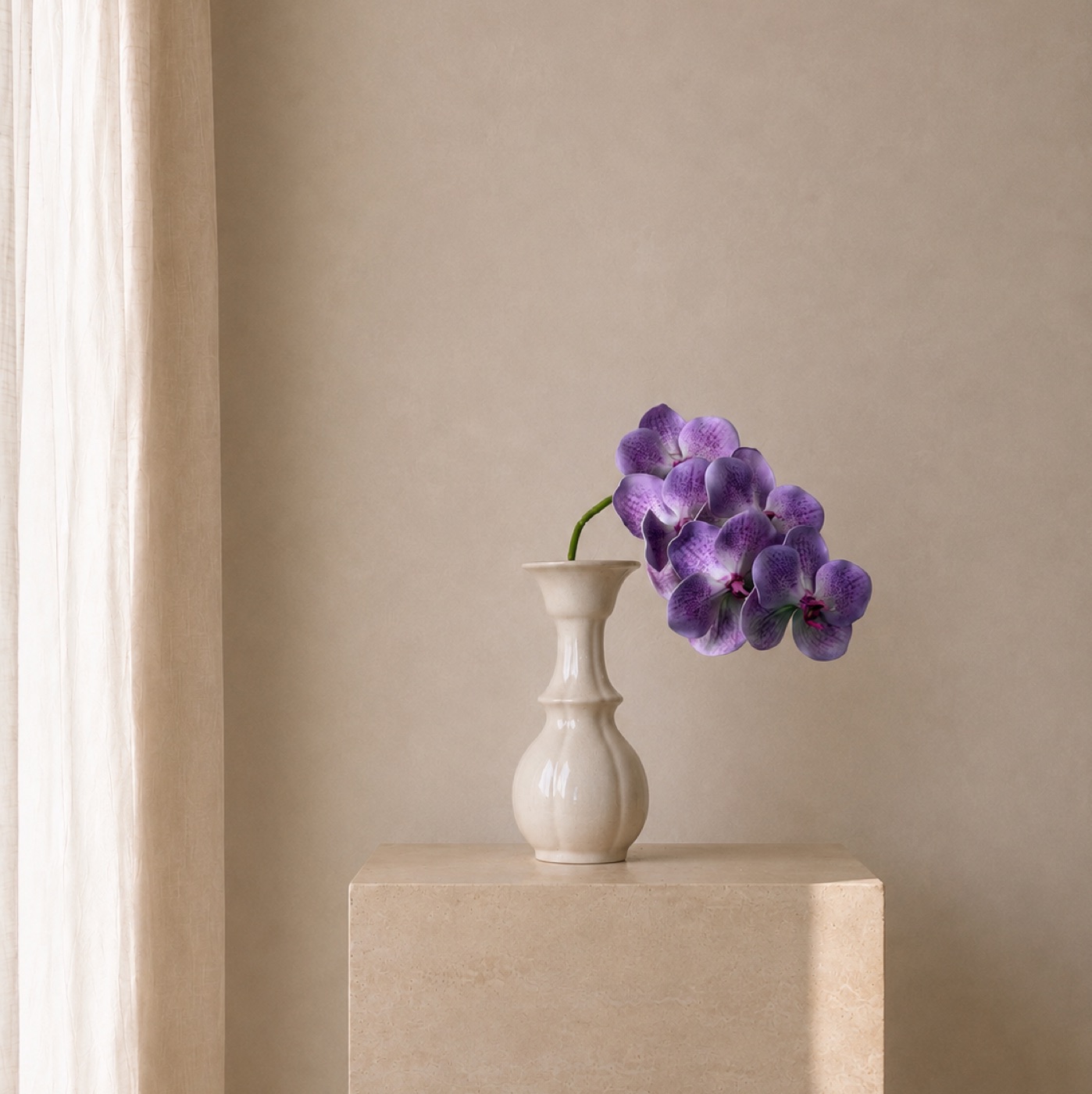 Faux Vanda & Phalaenopsis Orchid Stem (Light Purple)