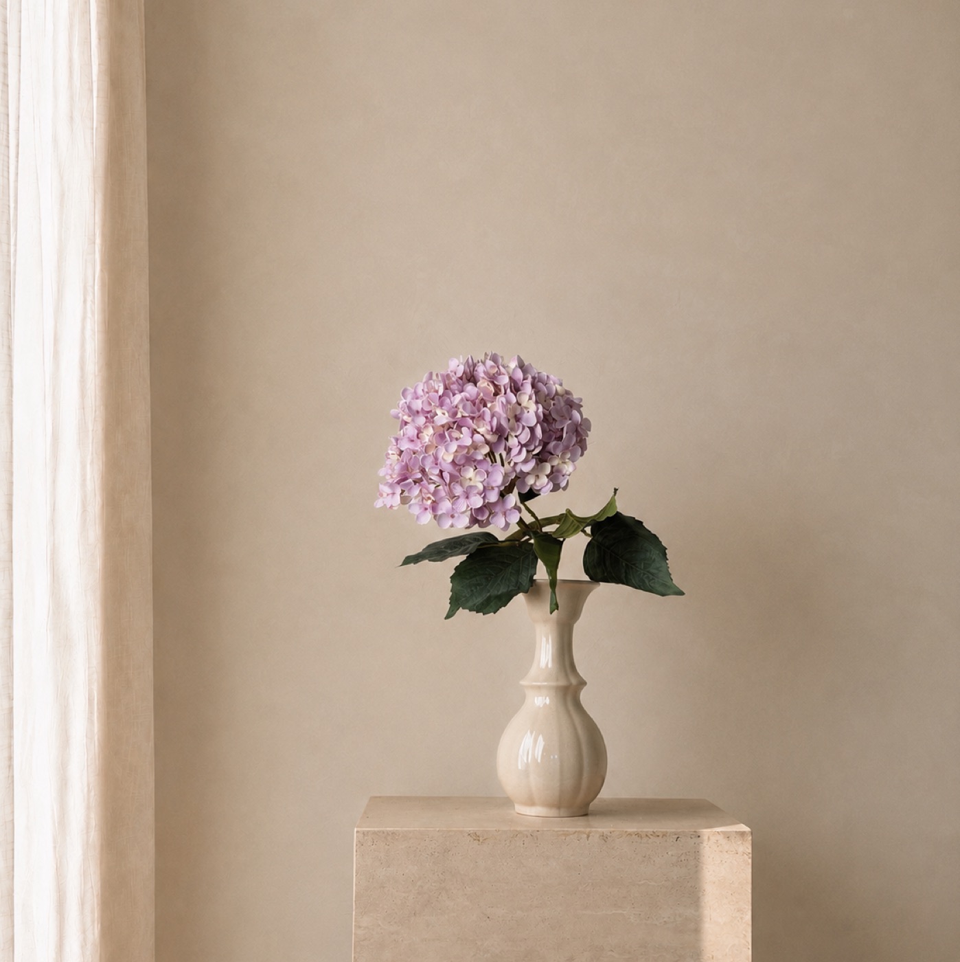 Faux Florette Hydrangea Stem (Light Purple)