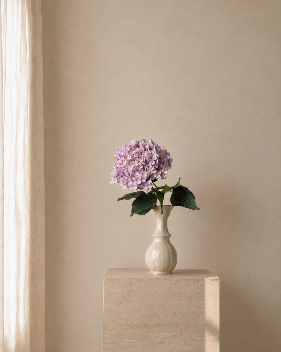 Faux Florette Hydrangea Stem (Light Purple)