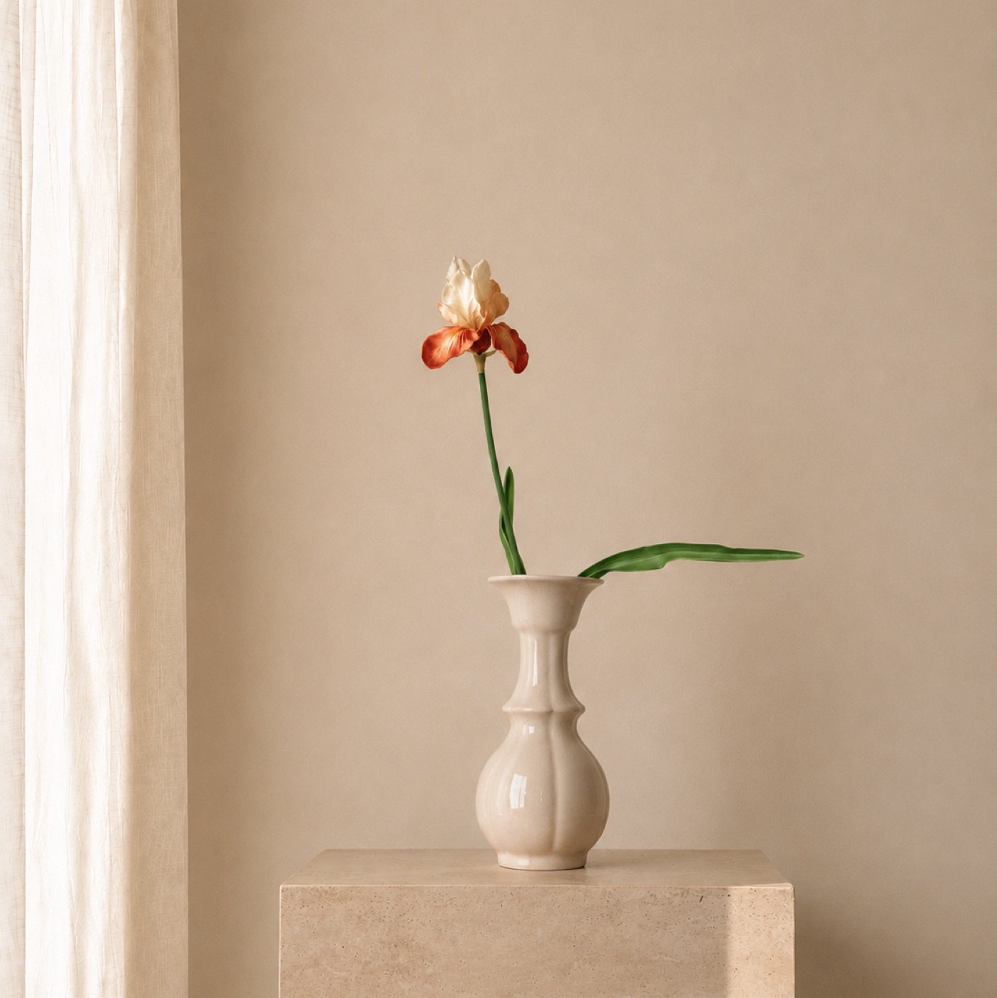 Faux Iris Stem (Mocha Red)