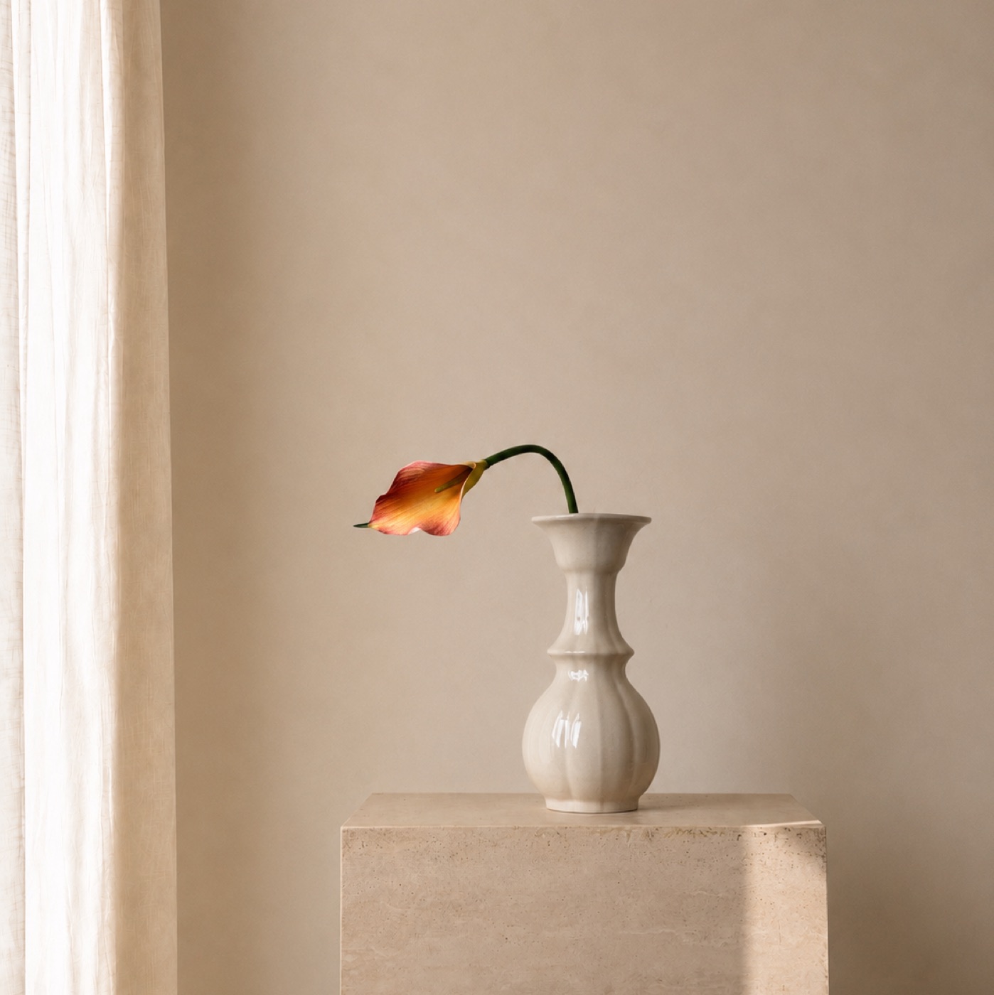 Real-Touch Calla Lily Stem (Orange, Small)