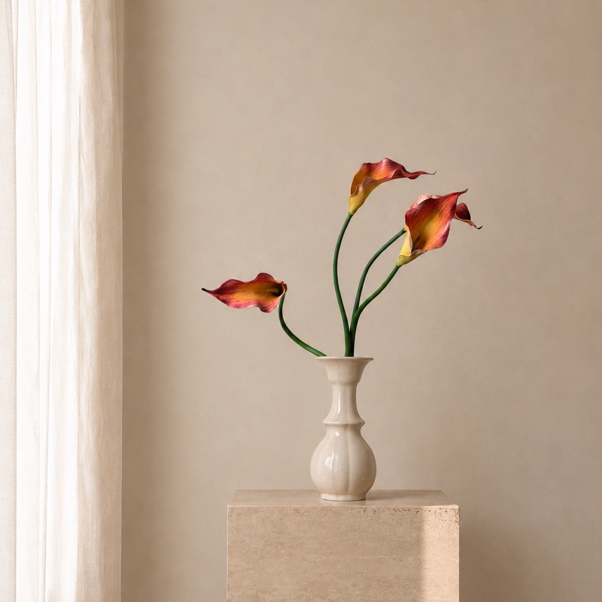Real-Touch Calla Lily Stem (Orange, Large) — detail 2