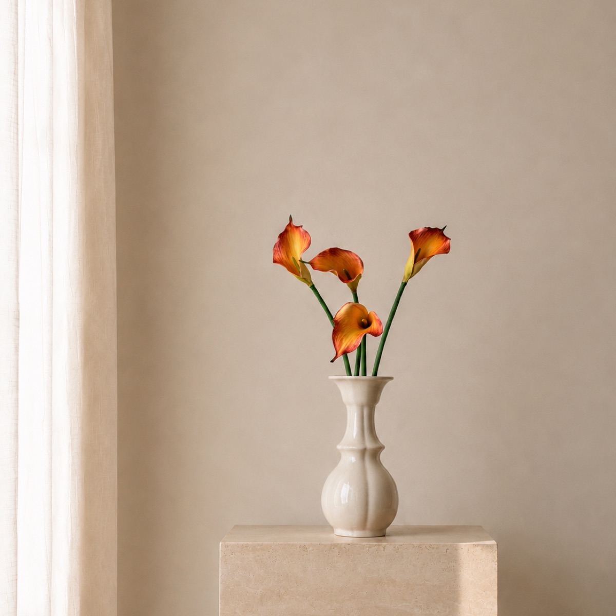 Real-Touch Calla Lily Stem (Orange, Large) — detail 3