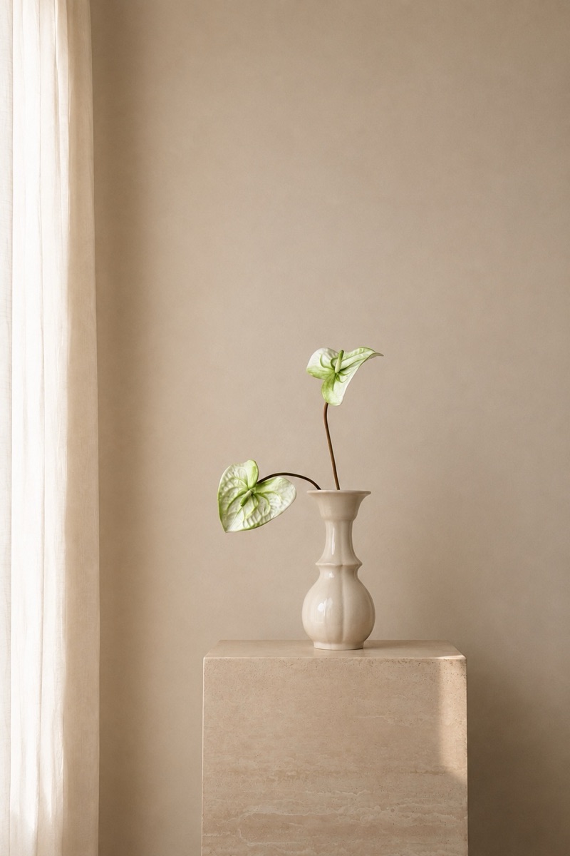 Real-Touch Heart Anthurium Stem (Cucumber Green)
