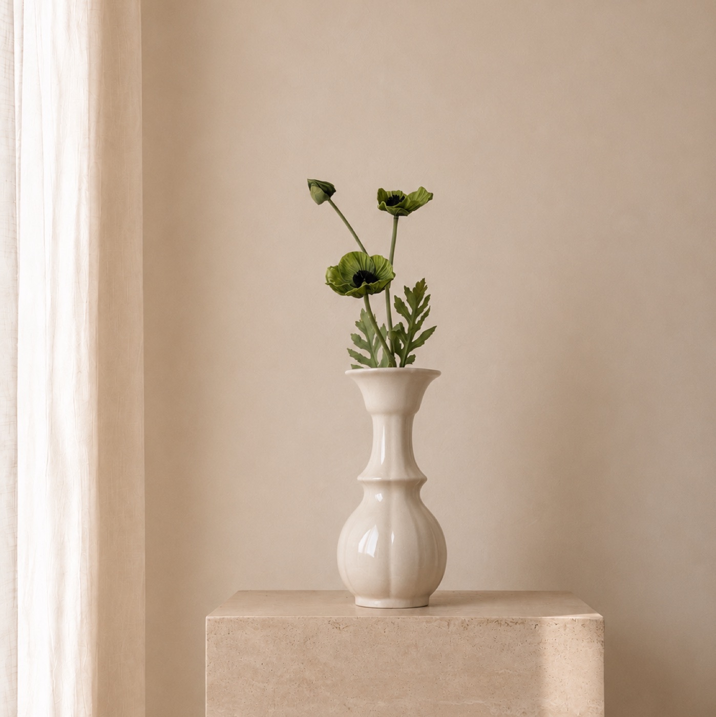 Real-Touch Corn Poppy Spray, 3-Bloom (Autumn Green)