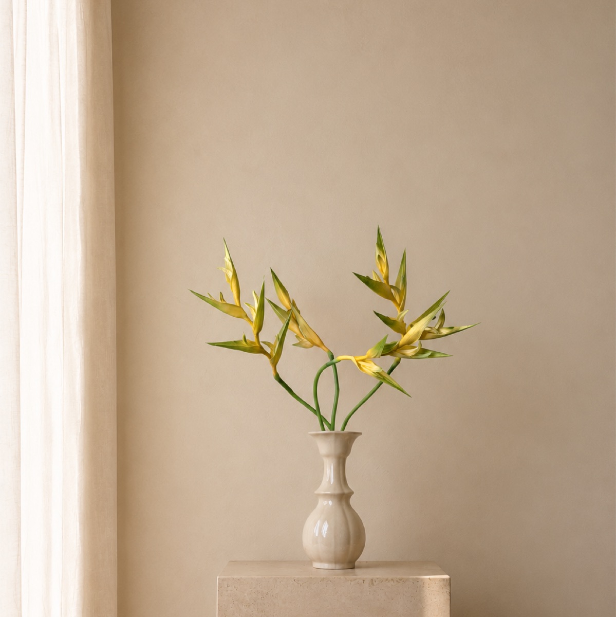 Real-Touch Golden Heliconia Stem (Green)