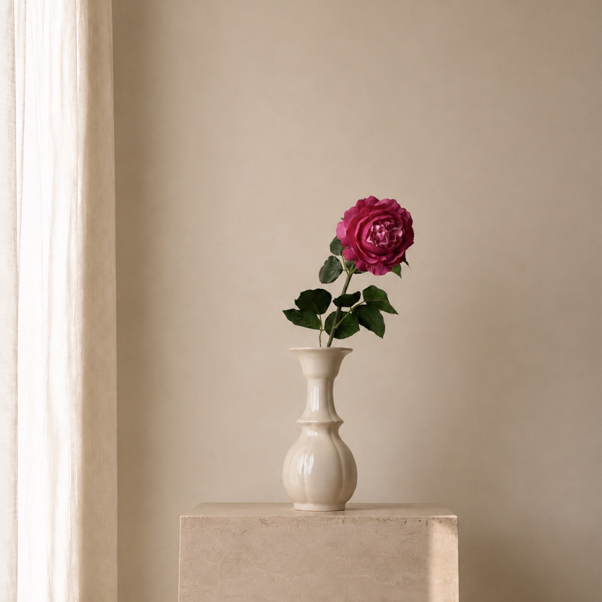 Real-Touch Lisianthus Stem, Single Bloom (Rose Red) — detail 2