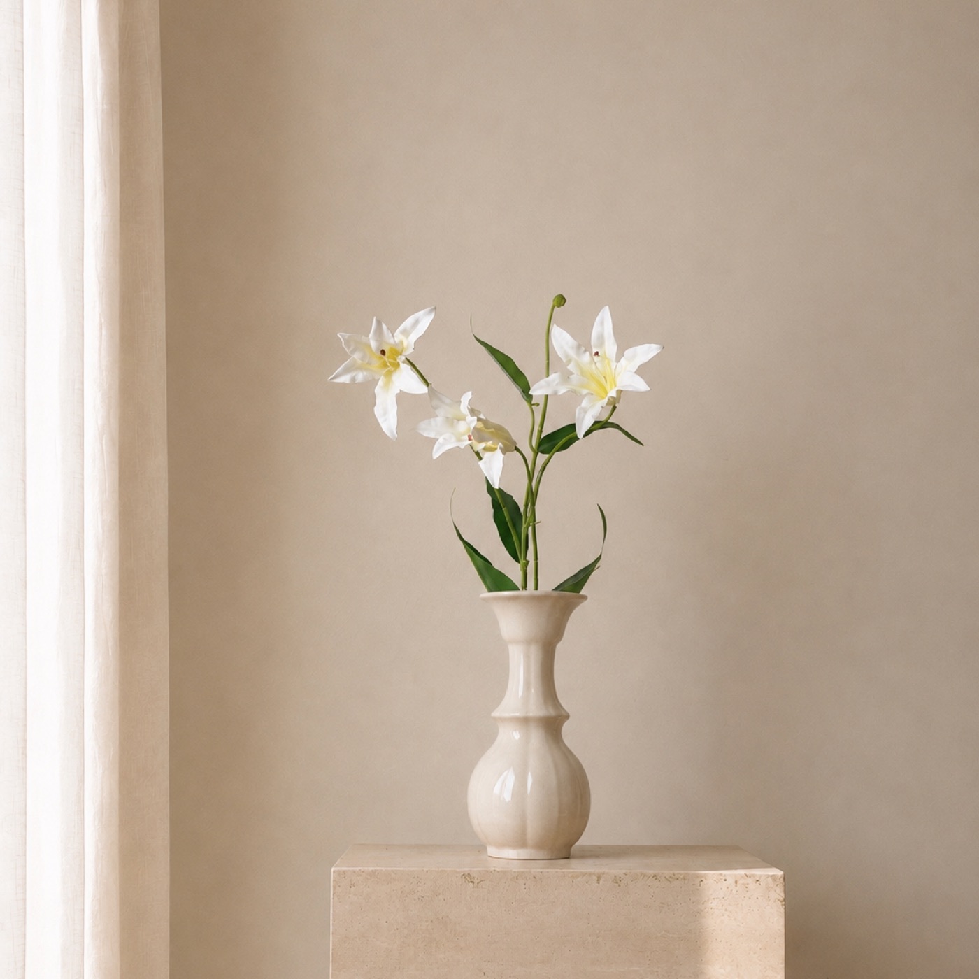 Real-Touch Gloriosa Lily & Delphinium Stem (White)