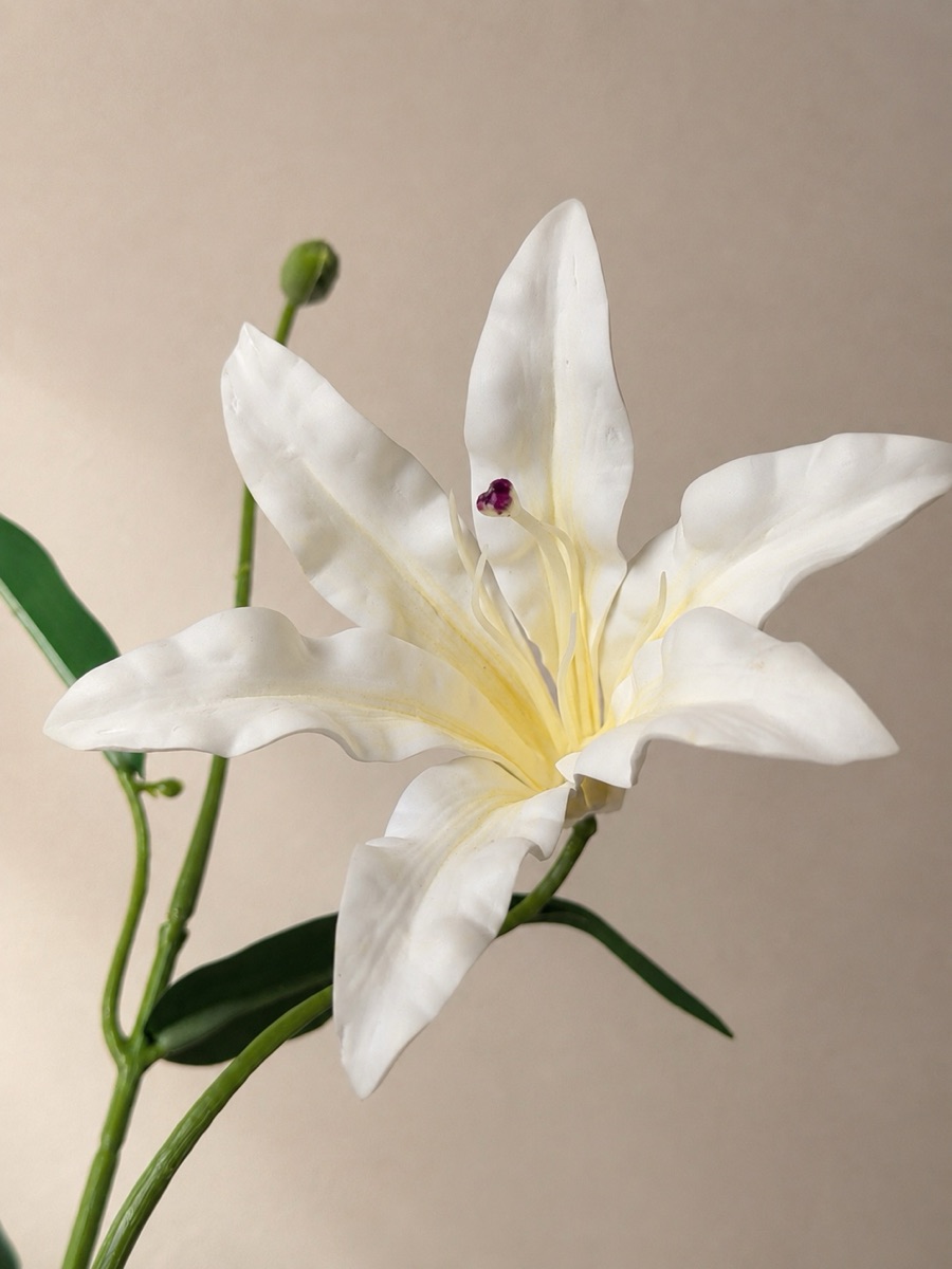Real-Touch Gloriosa Lily & Delphinium Stem (White)