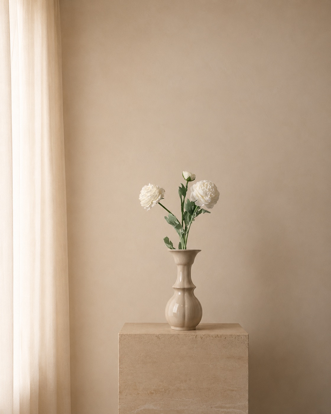 Real-Touch Fancy Lisianthus Spray, 3-Bloom (White)