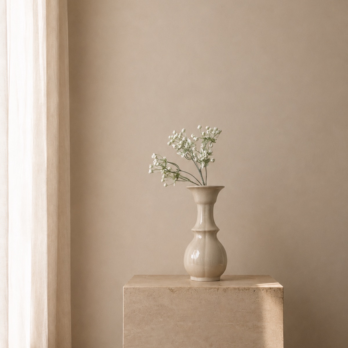 Faux Fig & Baby's Breath Stem (White) — detail 2