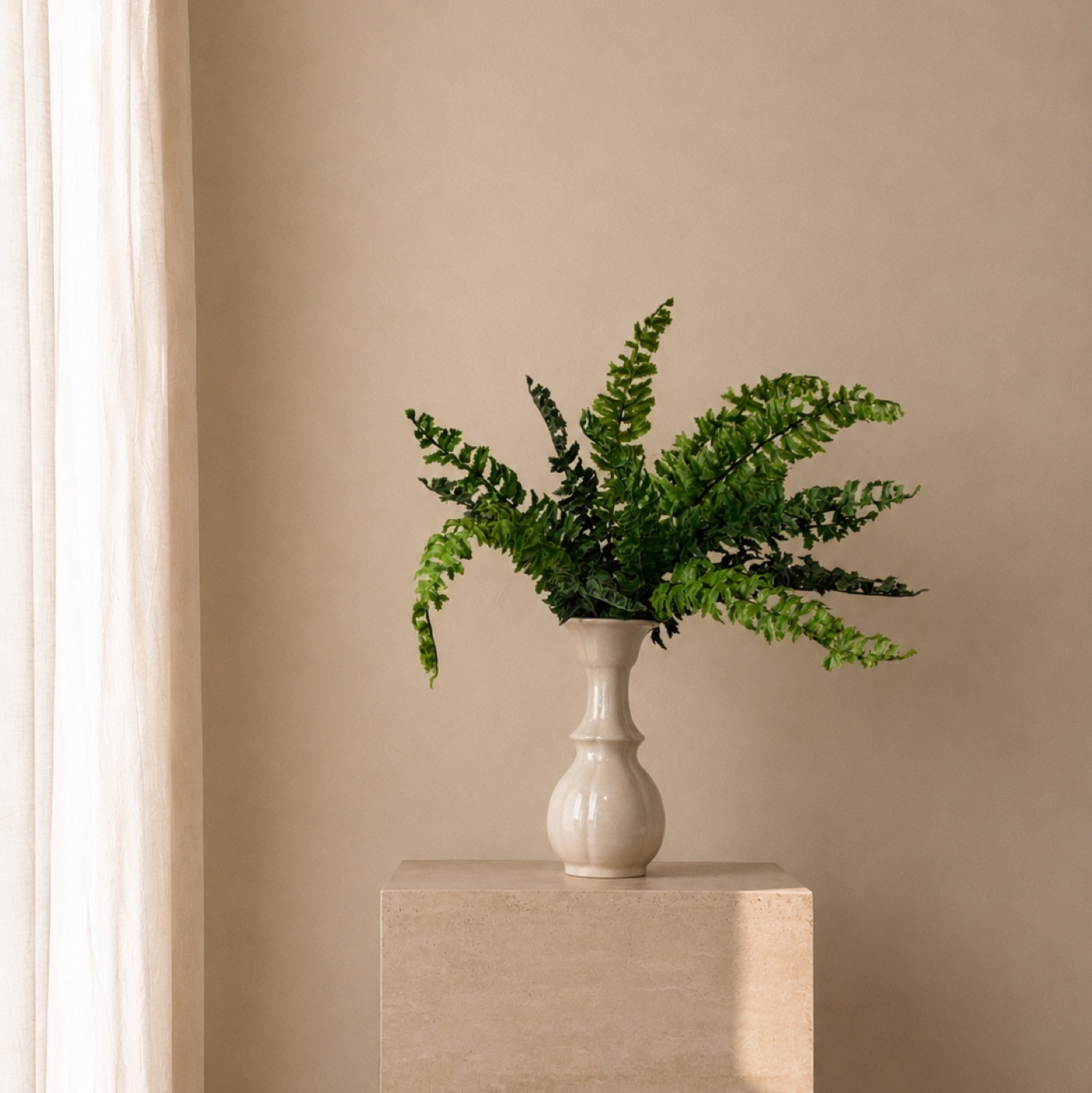 Faux Curled Wave Fern (Green)