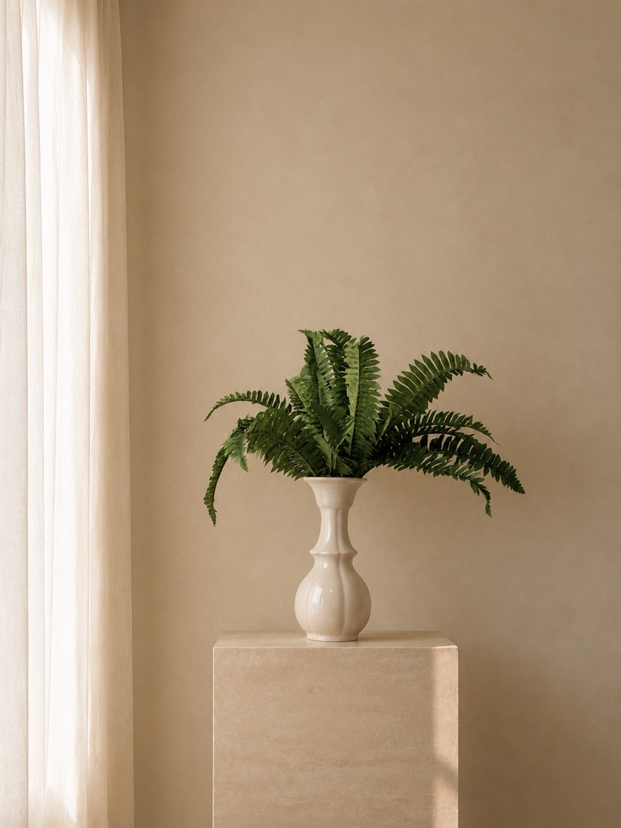 Real-Touch Sword Fern Stem, 15-Frond (Green) — detail 2