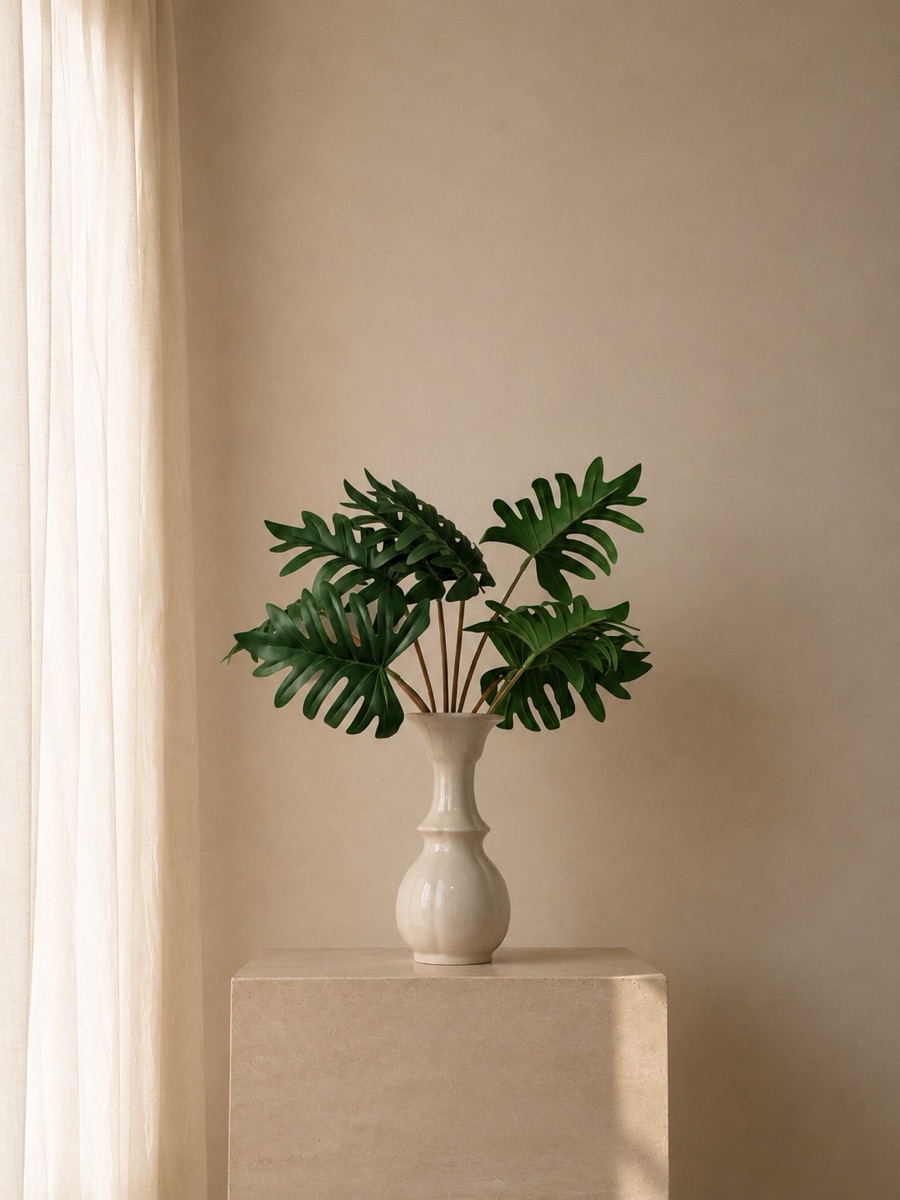 Real-Touch Philodendron Leaves, 9-Head (Green, Large) — detail 2