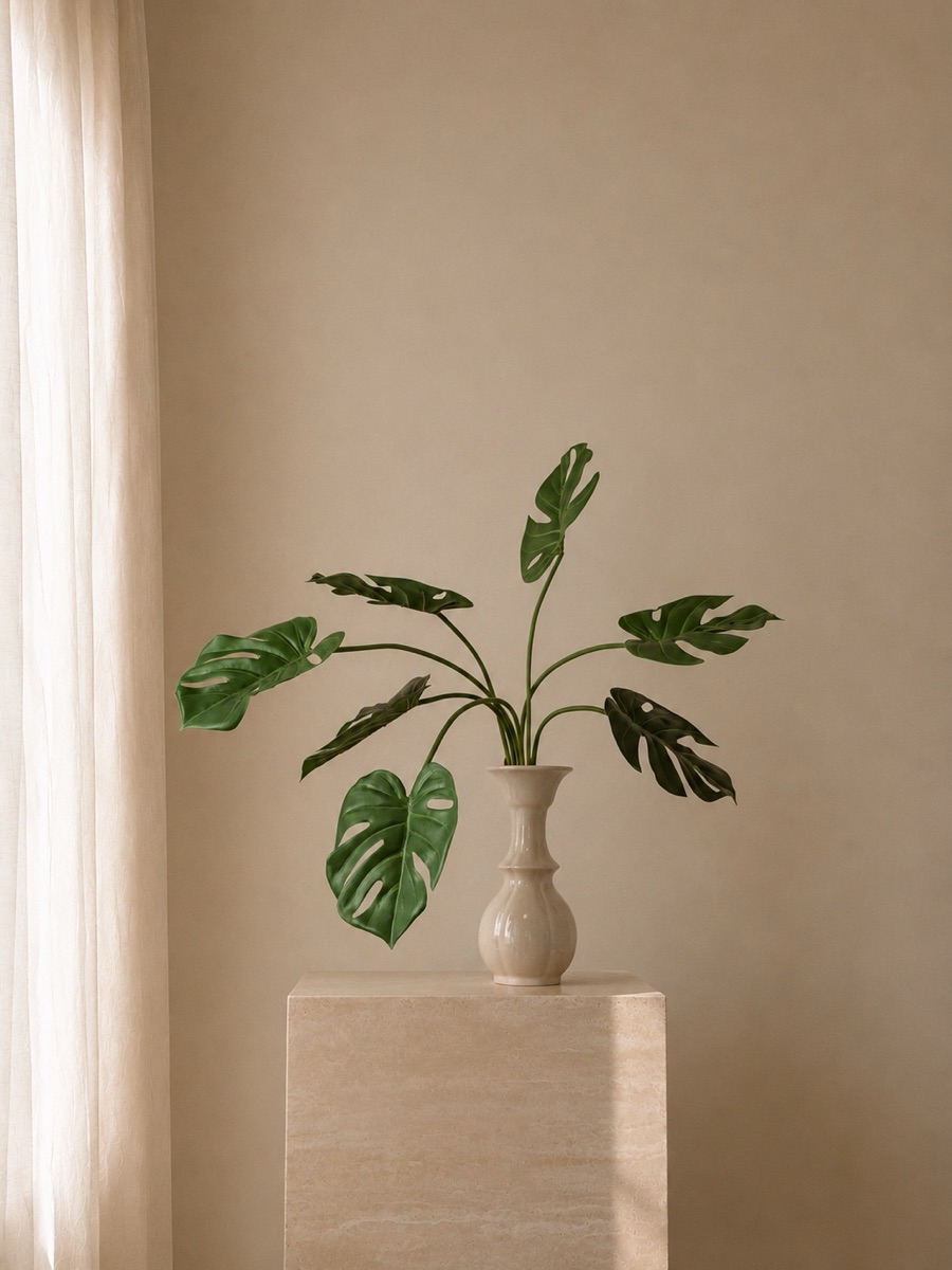 Real-Touch Monstera Leaves, 7-Head (Green) — detail 2